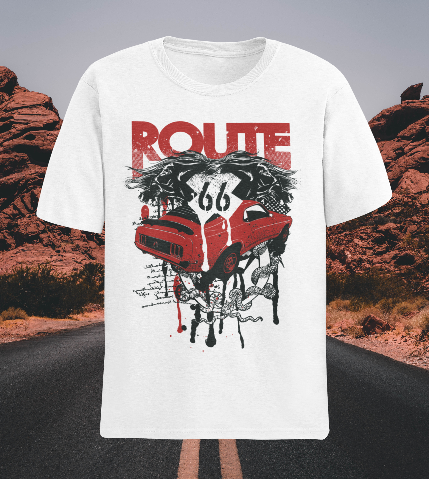 Camiseta RED CAR ROUTE 66 Unissex