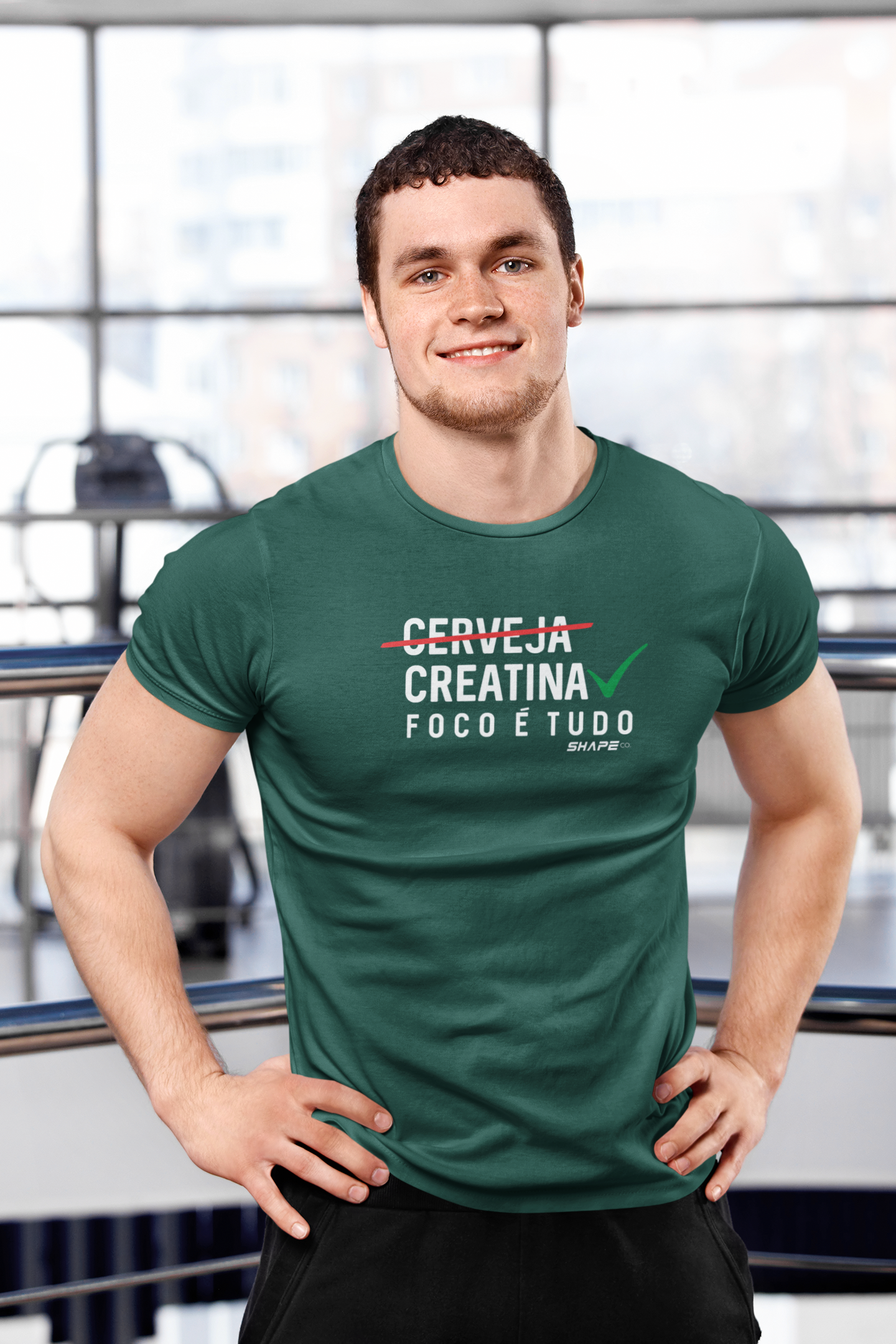 Camiseta Clássica Menos Cerveja, Mais Creatina