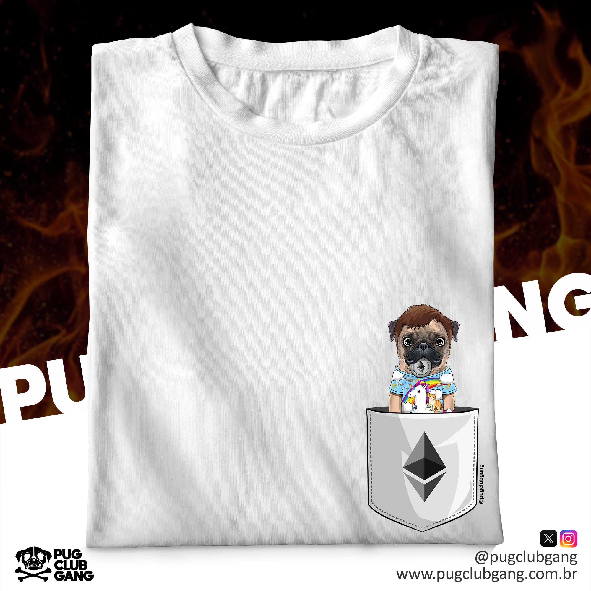 Camiseta Pug Ethereum - Bolso Fake