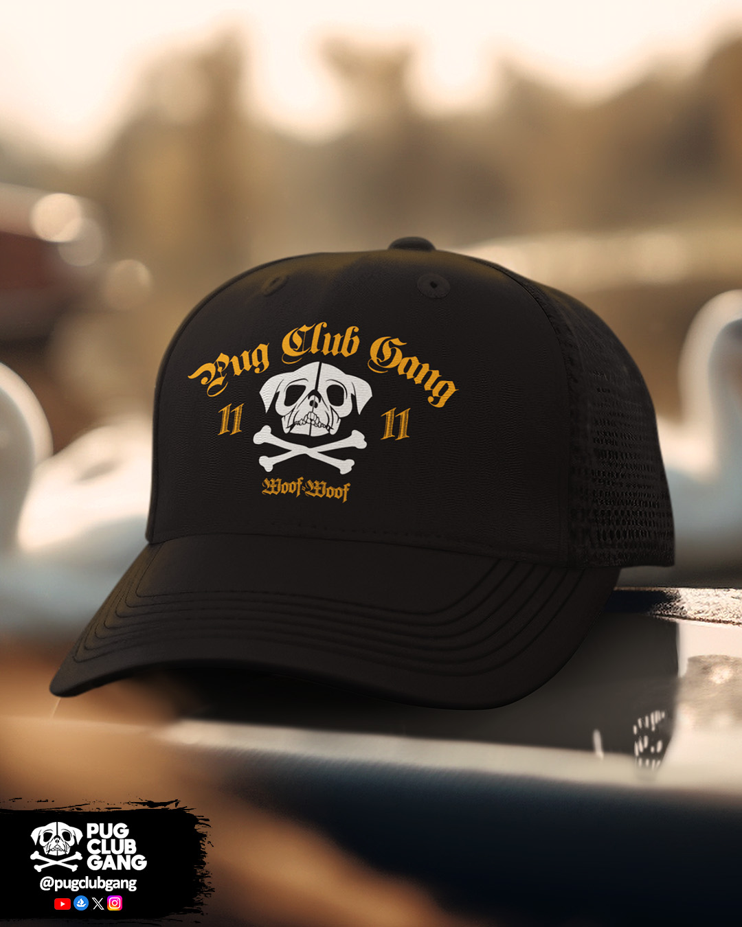 Boné estilo Americano com Tela - Pug Club Gang