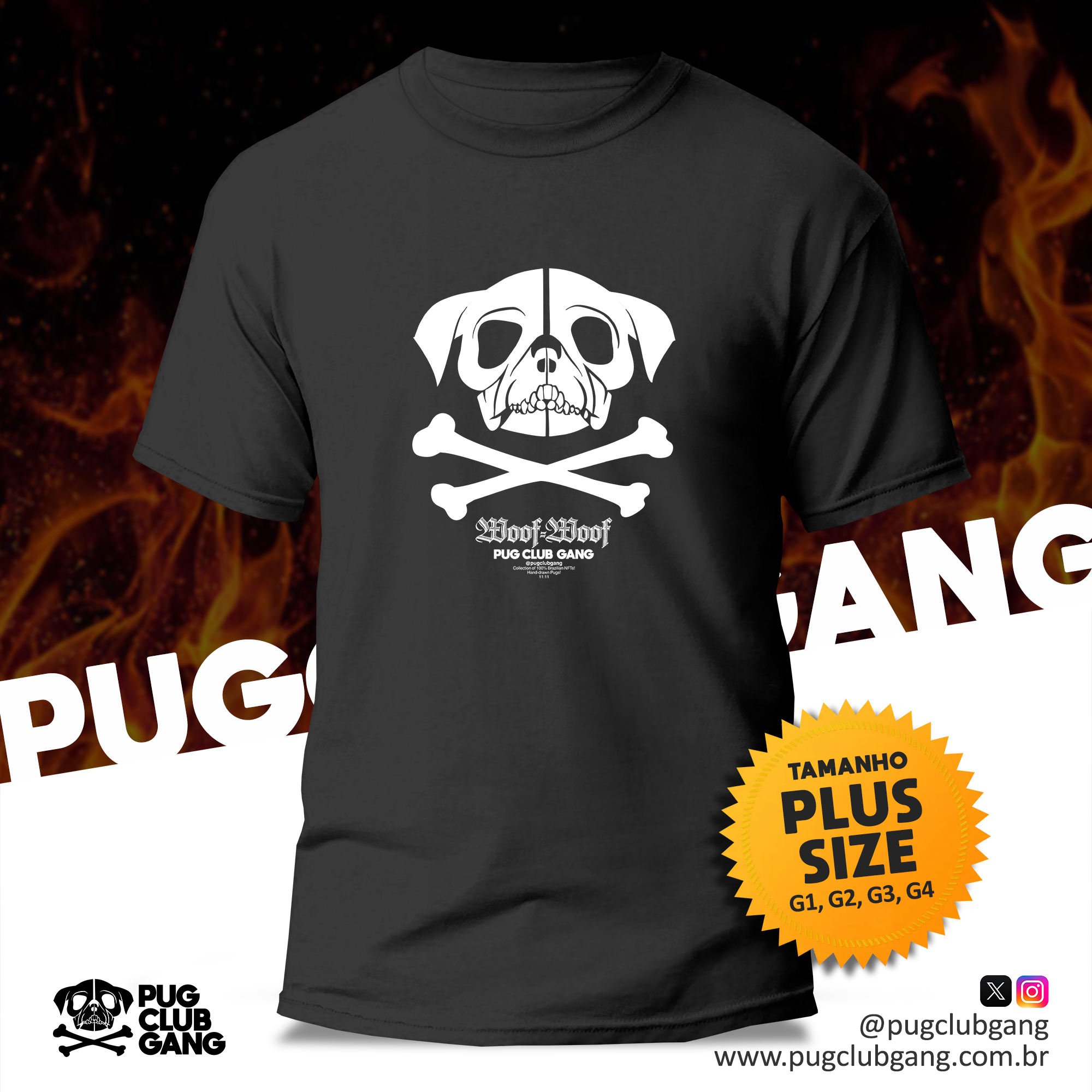 Camiseta Pug Club Gang Brasão