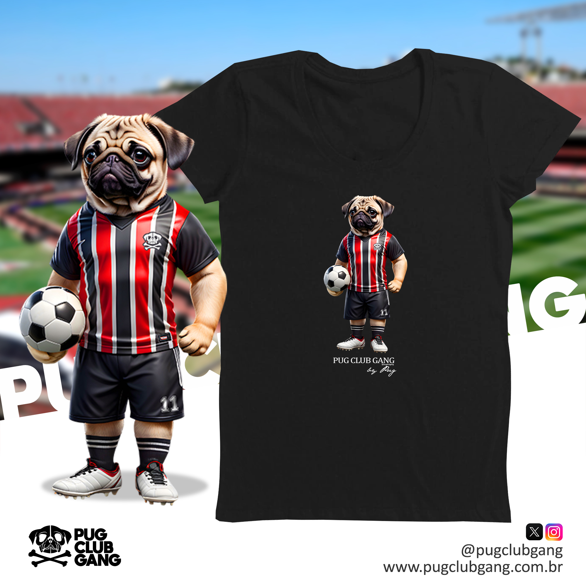 Camiseta Baby Long Pug - Pug Jogador