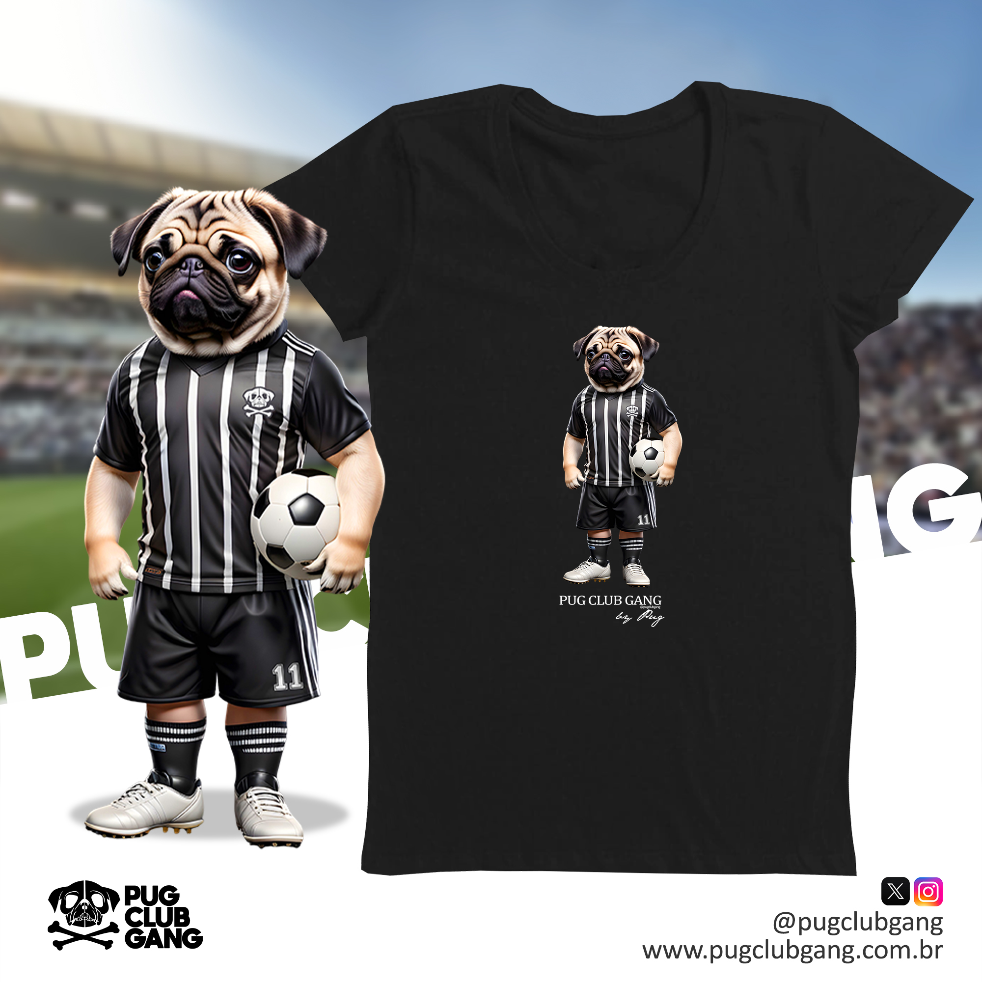 Camiseta Baby Long Pug - Pug Jogador