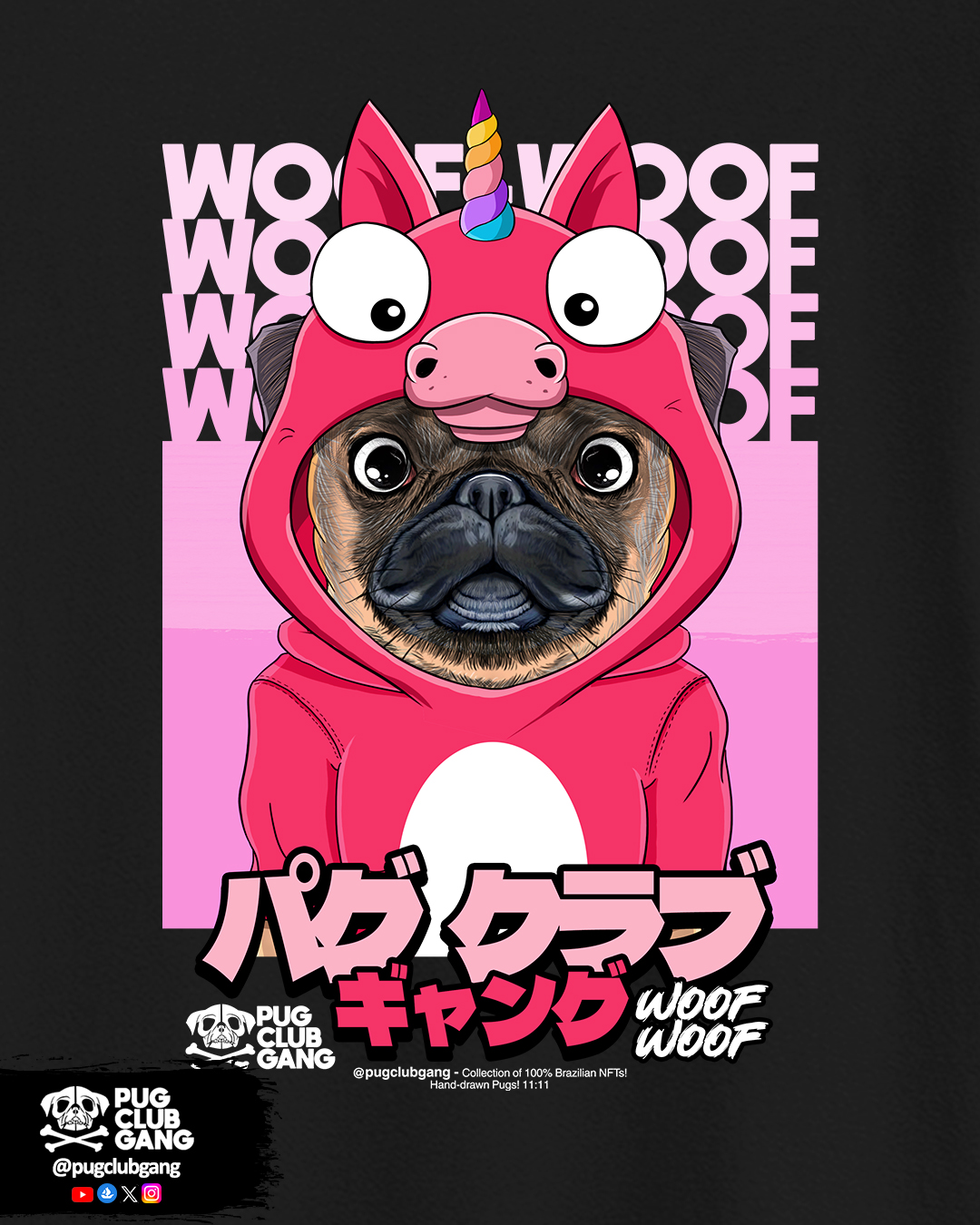 Camiseta Infantil Pug Unicórnio