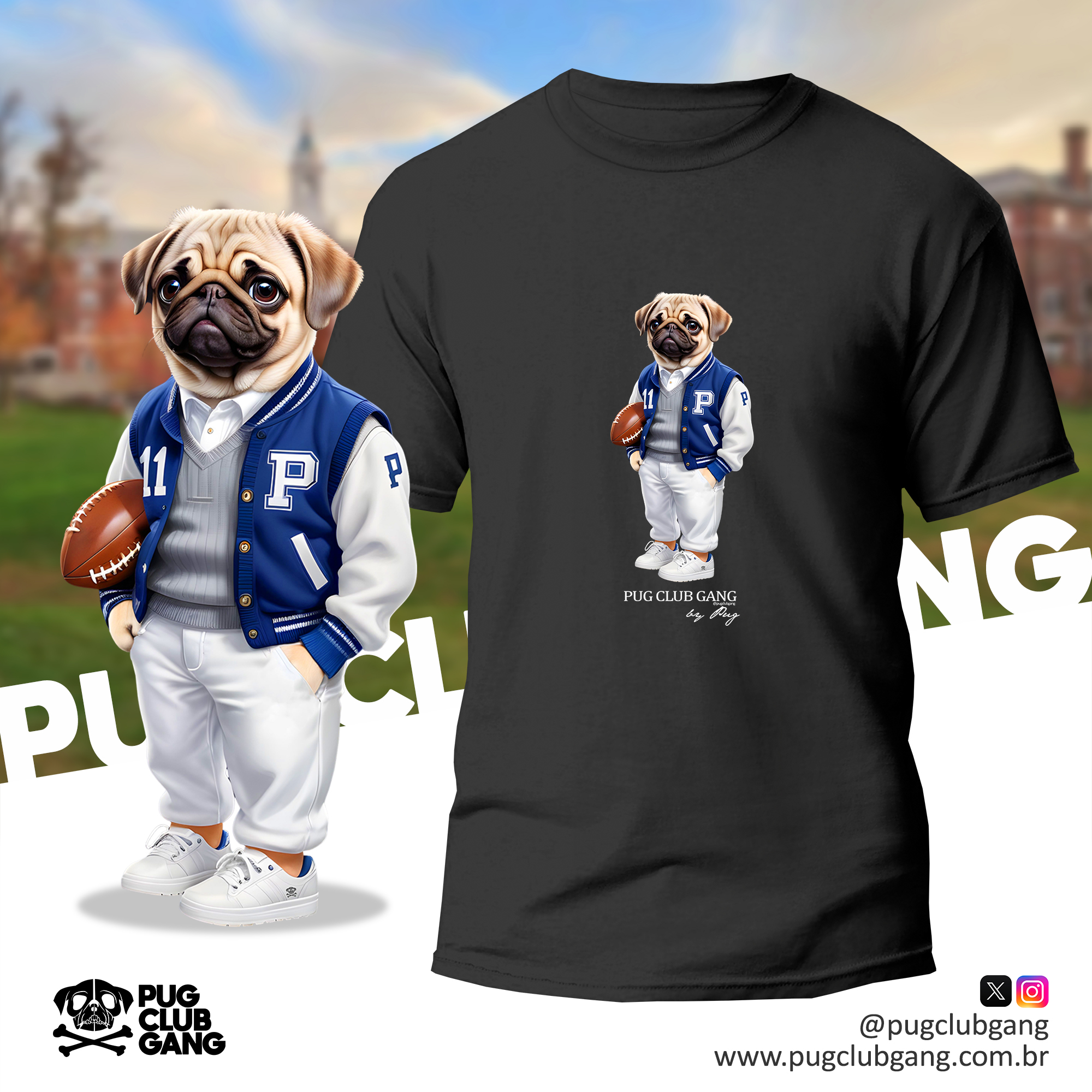 Camiseta Pug - Universidade Pug