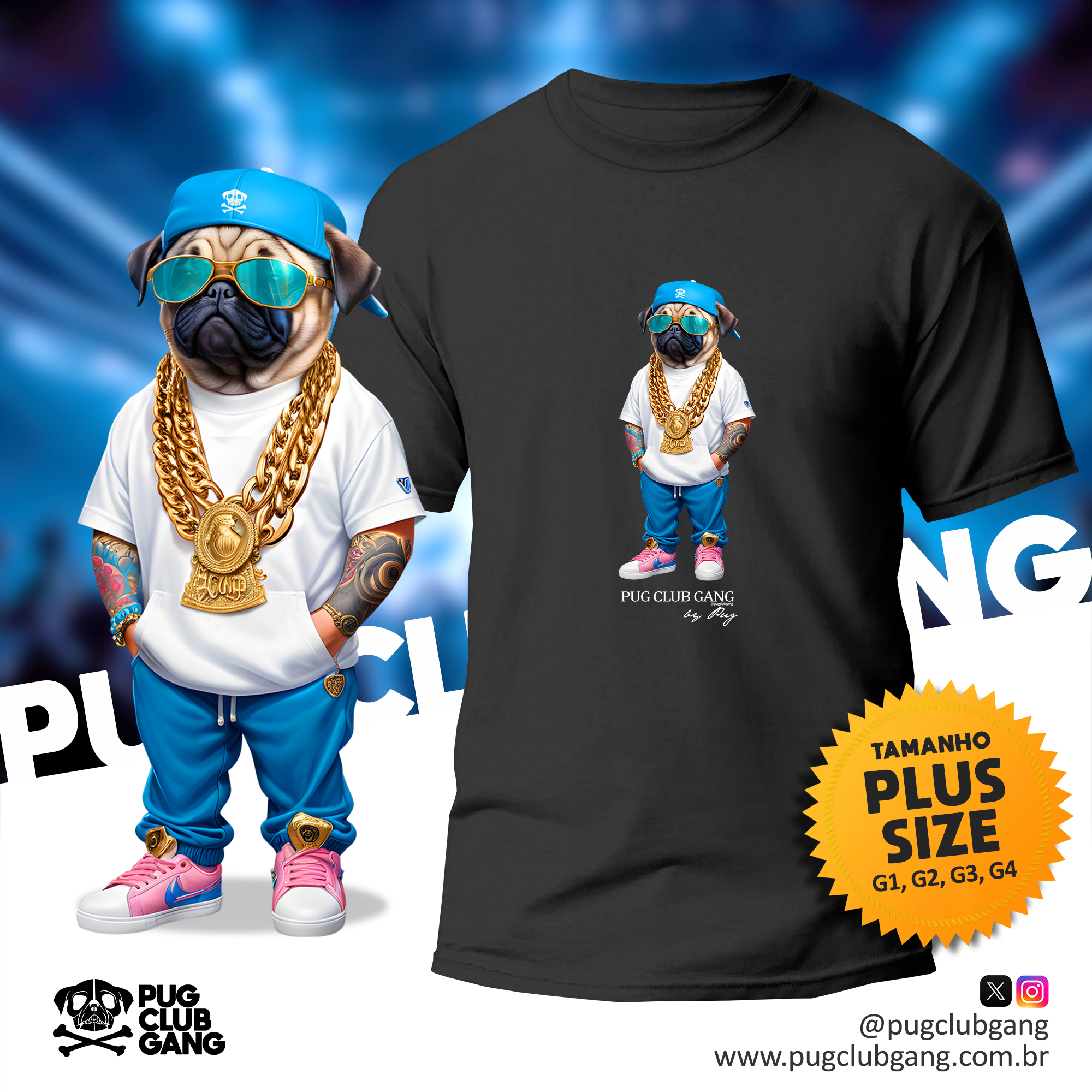 Camiseta Pug - Pug Mc - Plus Size