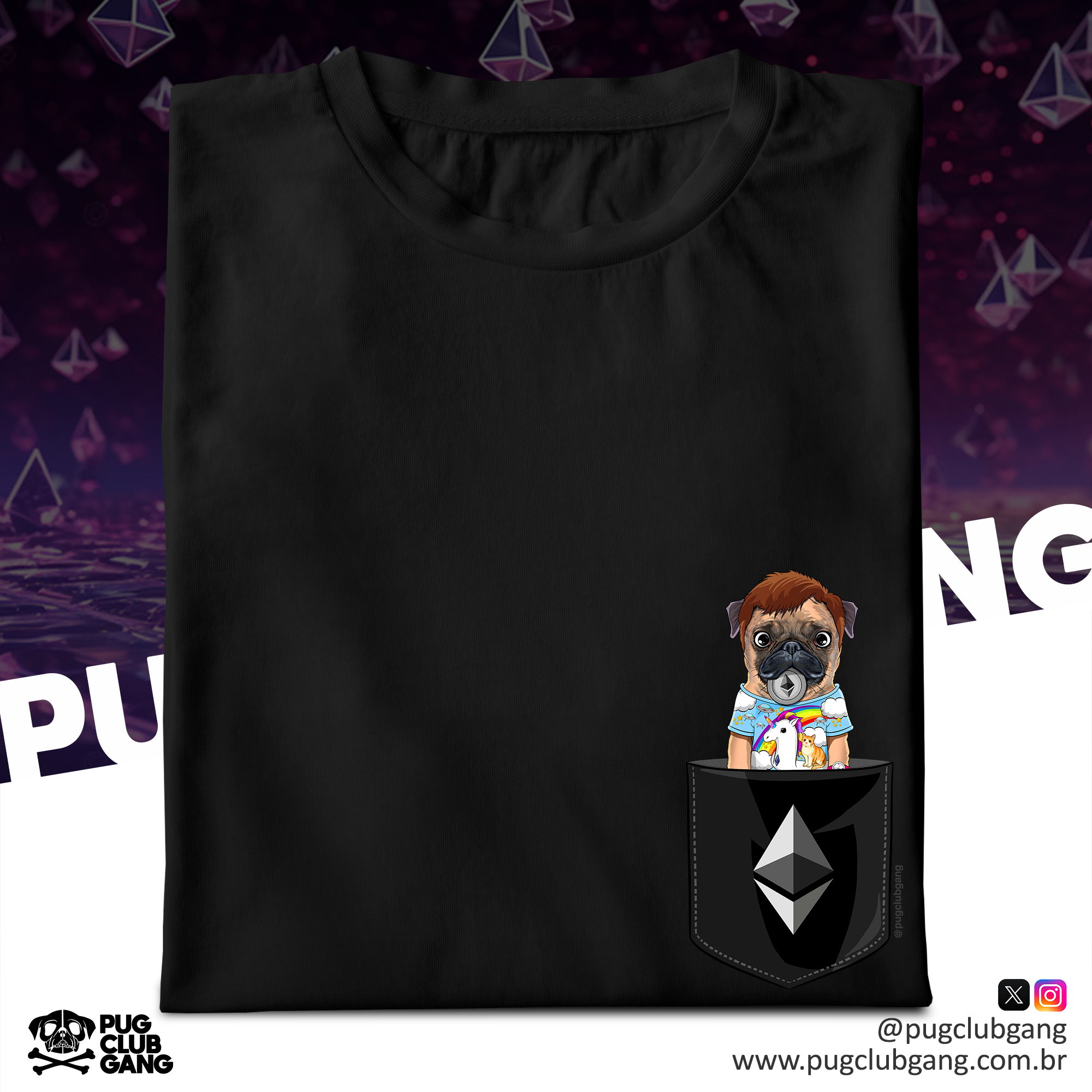 Camiseta Pug Ethereum - Bolso Fake