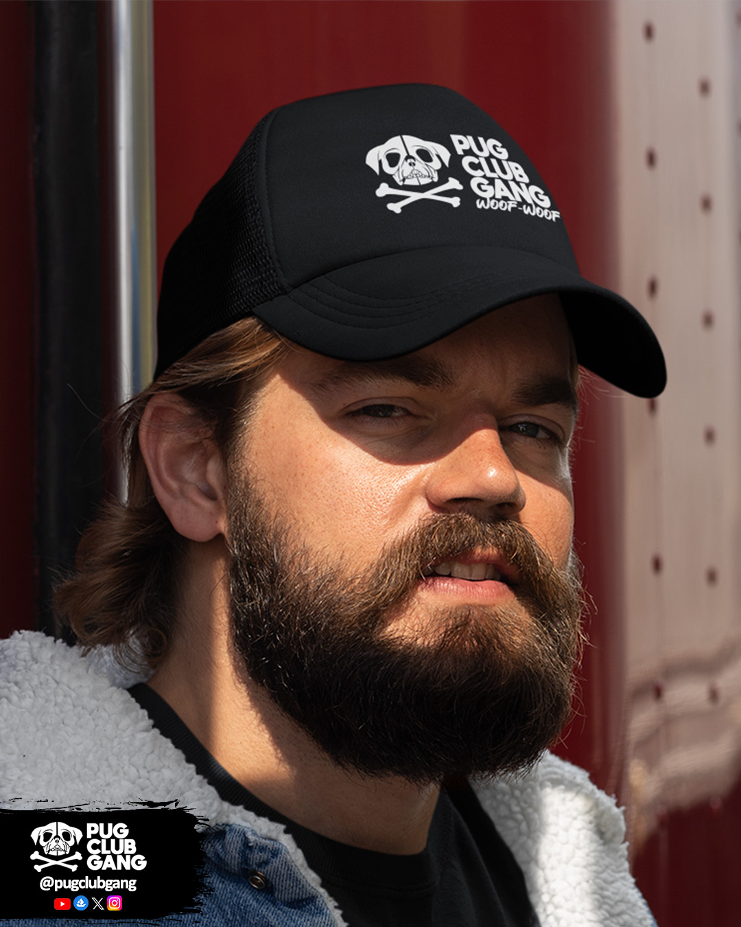 Boné estilo Americano com Tela - Pug Club Gang