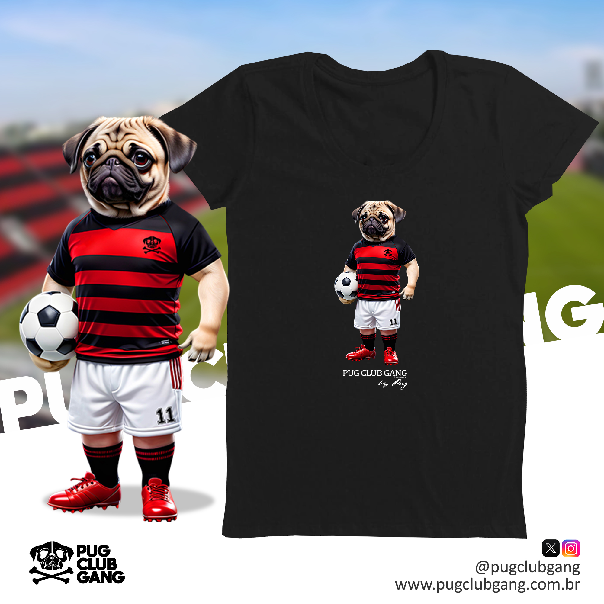 Camiseta Baby Long Pug - Pug Jogador