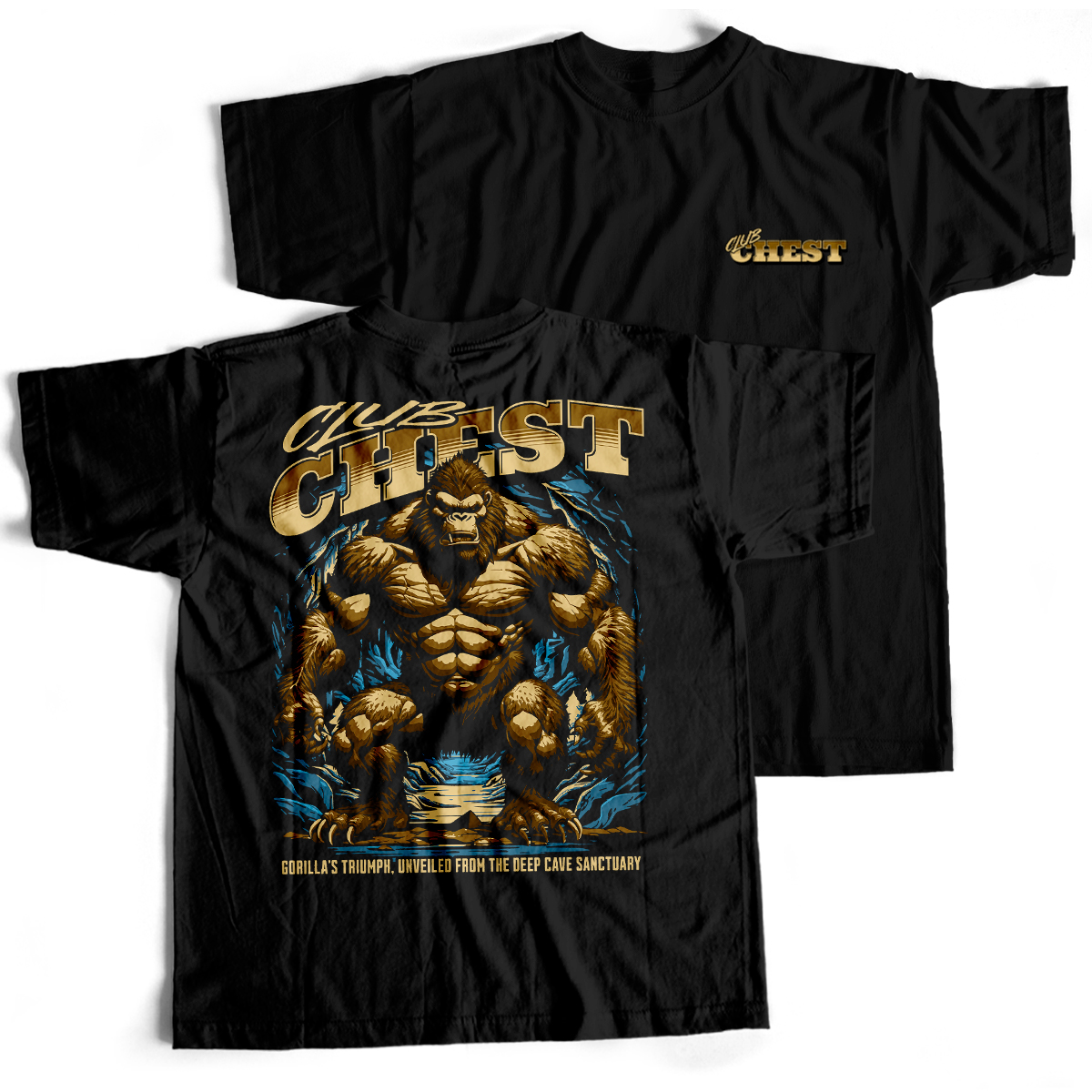Camiseta Preta - Chest Club (Frente/Costas)