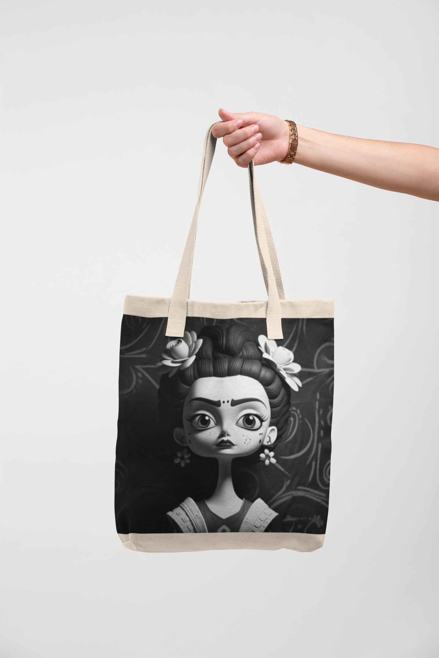 Ecobag frida white and black 