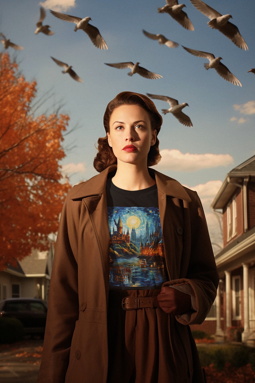 Camiseta Mágica de Hogwarts no Mundo de Van Gogh