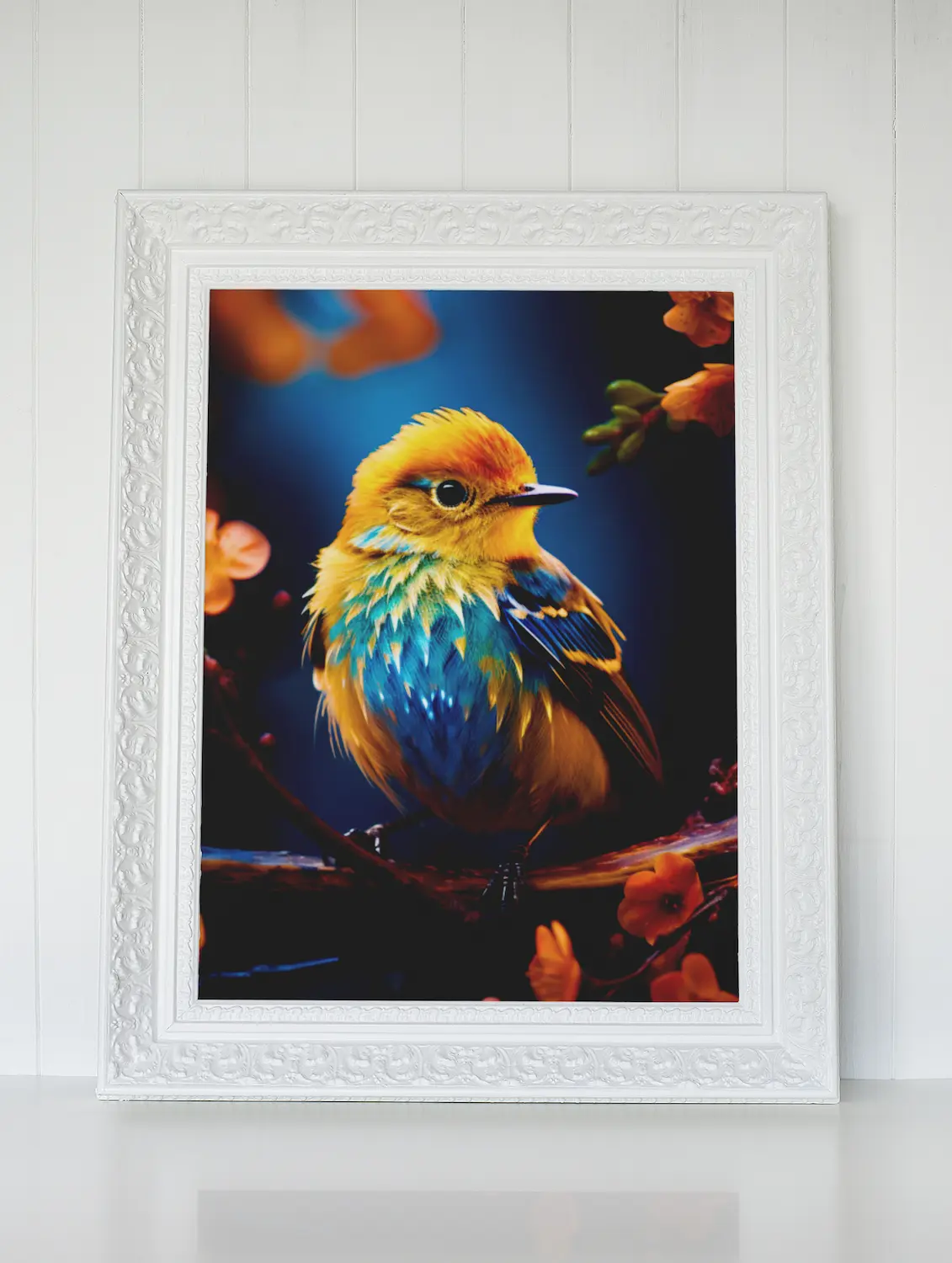 Quadro Harmonia Silvestre: Passarinho na Floresta Encantada