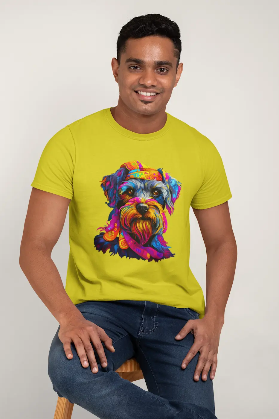 Camiseta Schnauzer com Bandana Neon
