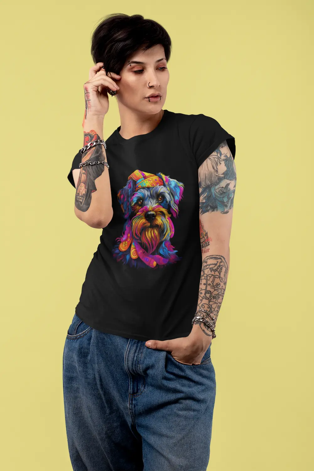 Camiseta Premium Schnauzer Neon