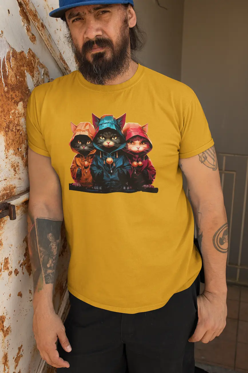 Camiseta 3 Gatos na Vibe Neon