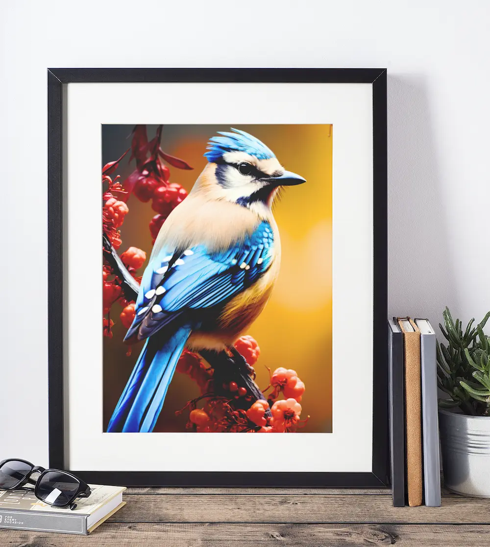 Quadro Refúgio Verde: Passarinho em Descanso na Floresta Profunda