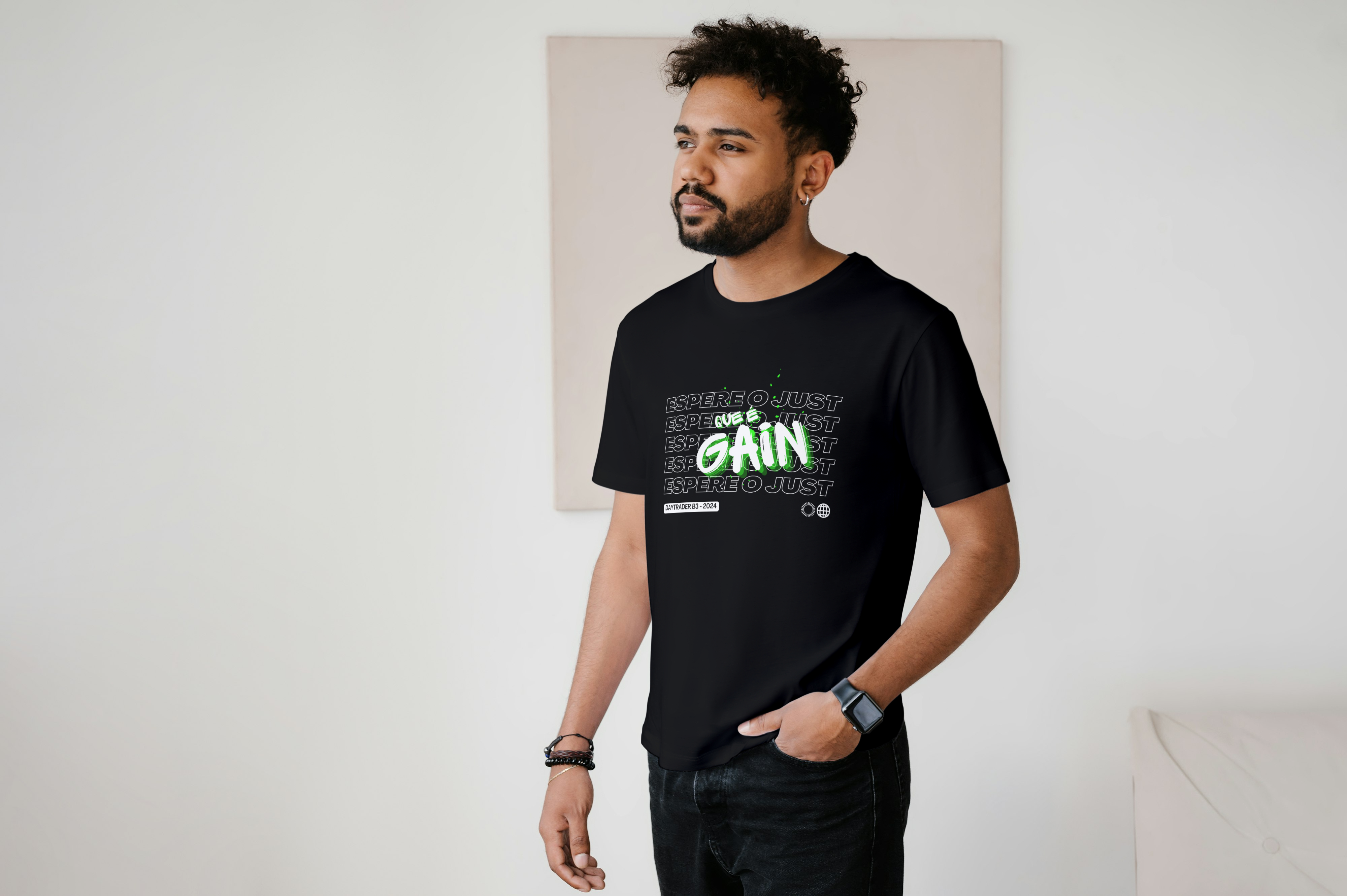 Camiseta Espere o Just que é Gain - Preta
