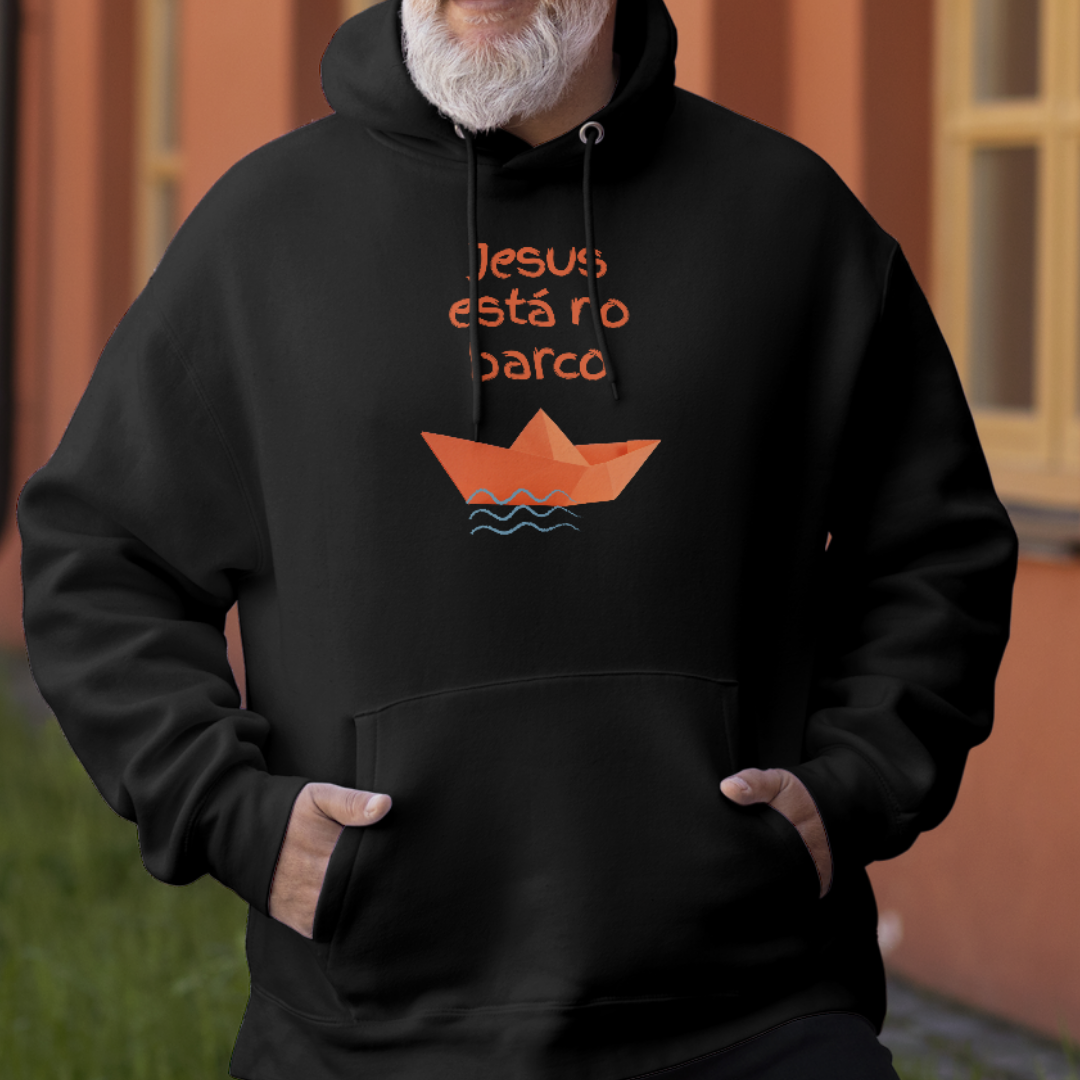 Moletom com Capuz Frases - Jesus Está no Barco