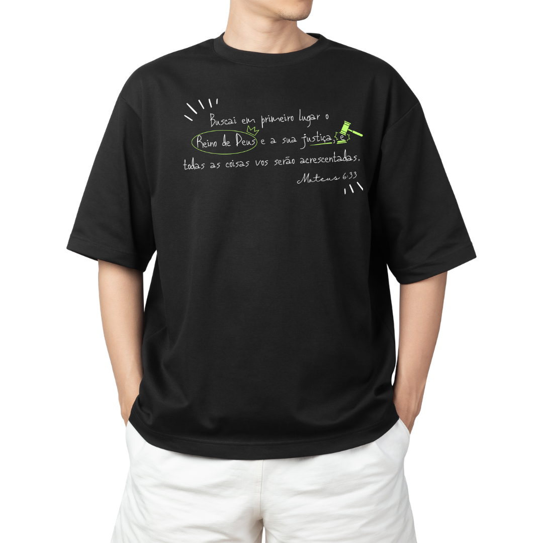 Camiseta Versículo - Mateus 6:33 - Buscai o Reino de Deus - Plus Size