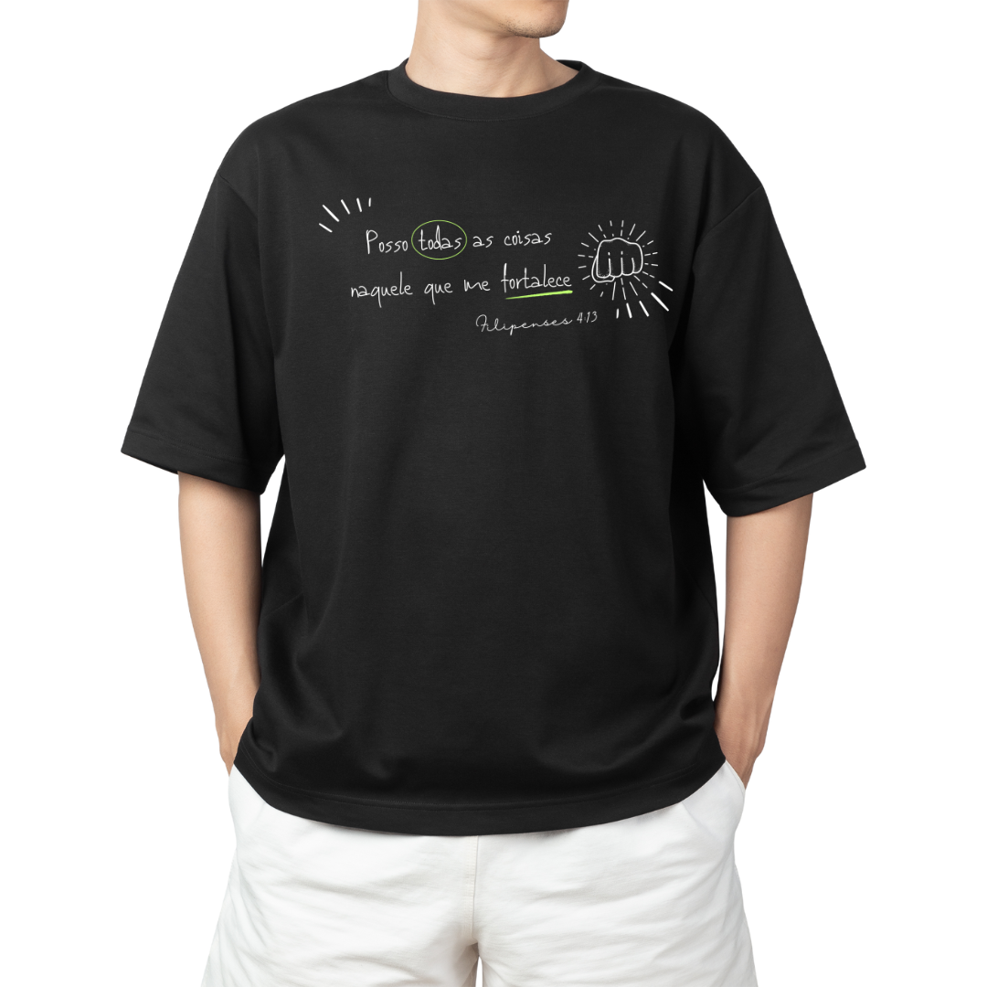 Camiseta Versículo - Filipenses 4:13 - Posso todas as coisas - Plus Size