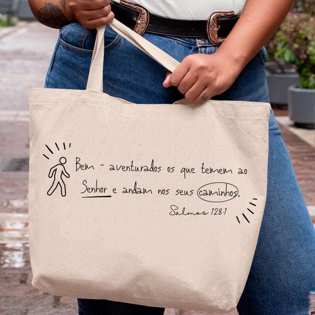 Eco Bag Versículo - Salmos 128 - Bem-Aventurados