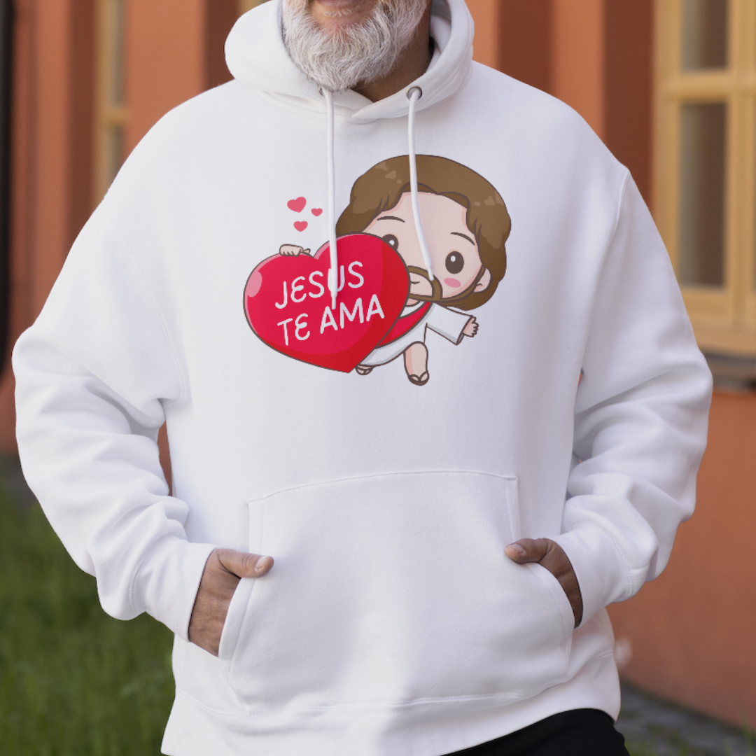 Moletom com Capuz Ilustração - Jesus Te Ama