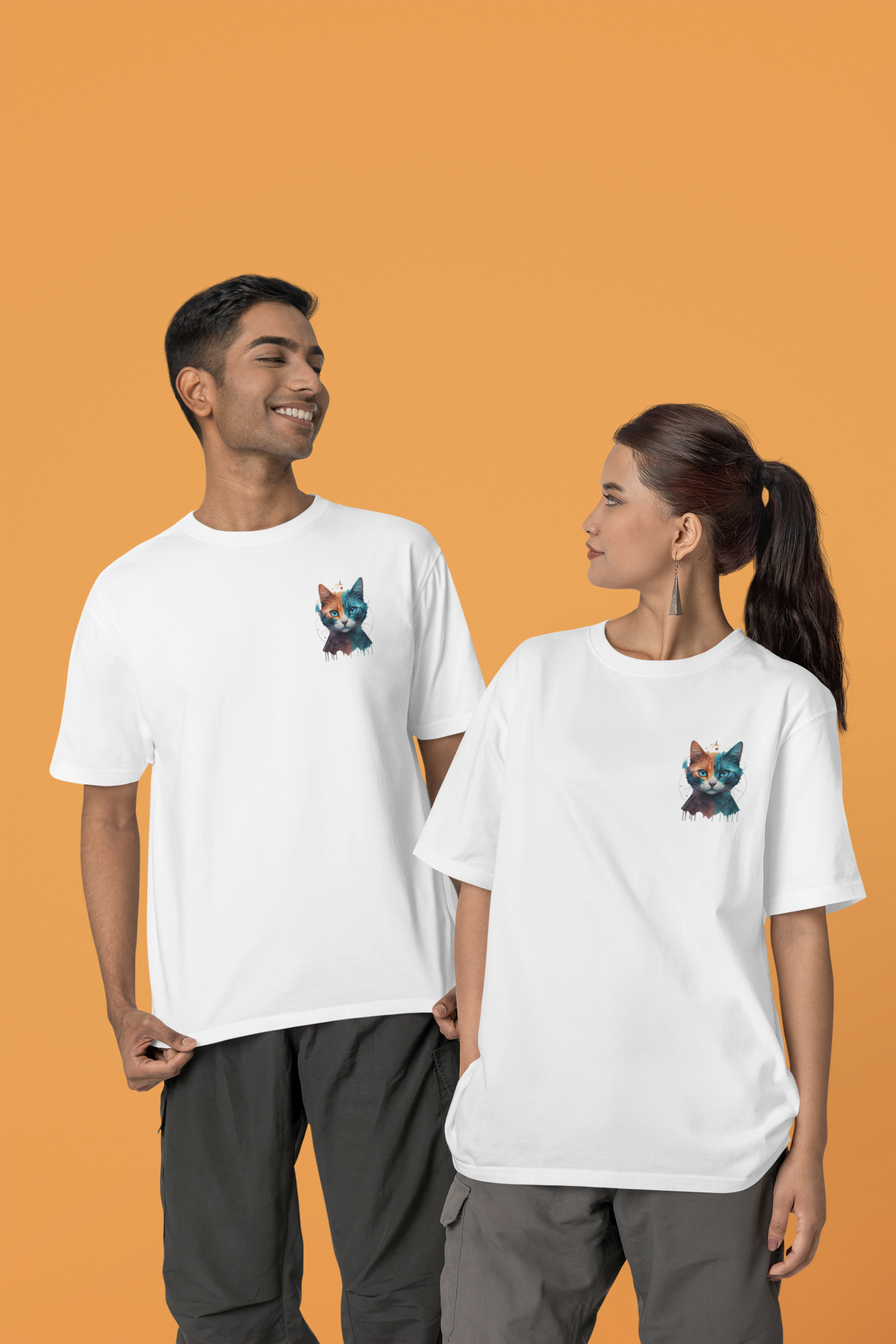 CAMISETA T-SHIRT PRIME MINIMALISTA, CAT POP ART