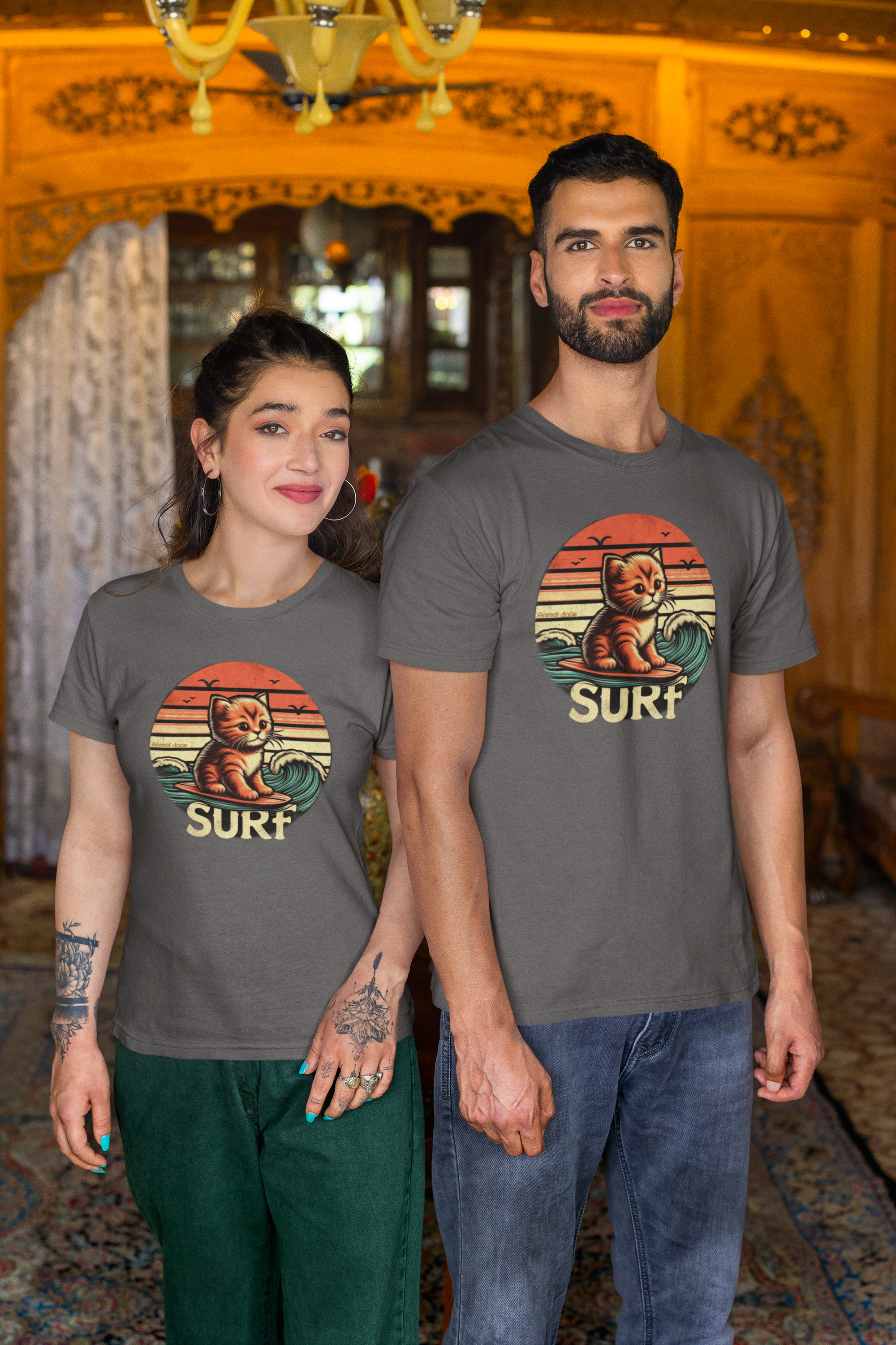 CAMISETA T-SHIRT ESTONADA, CAT SURF