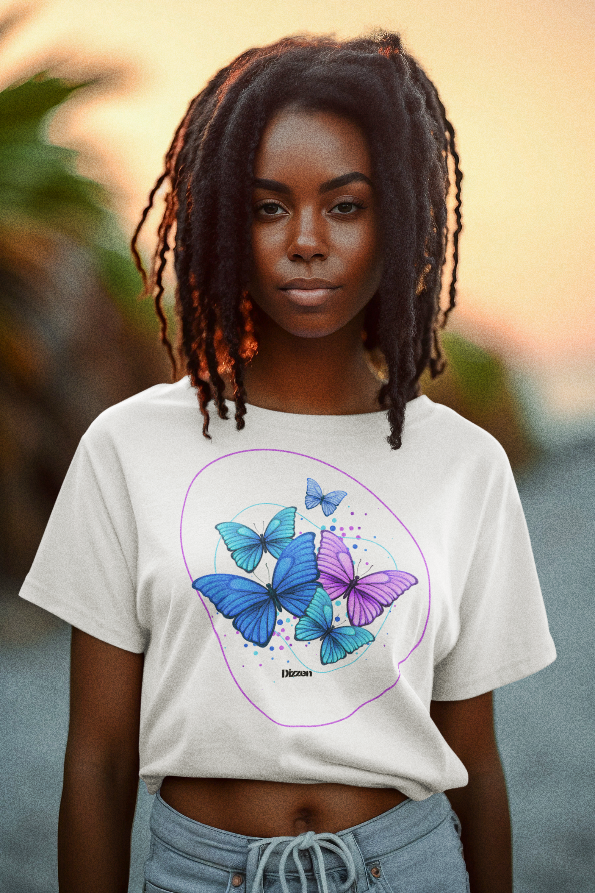 baby look circulo de borboletas