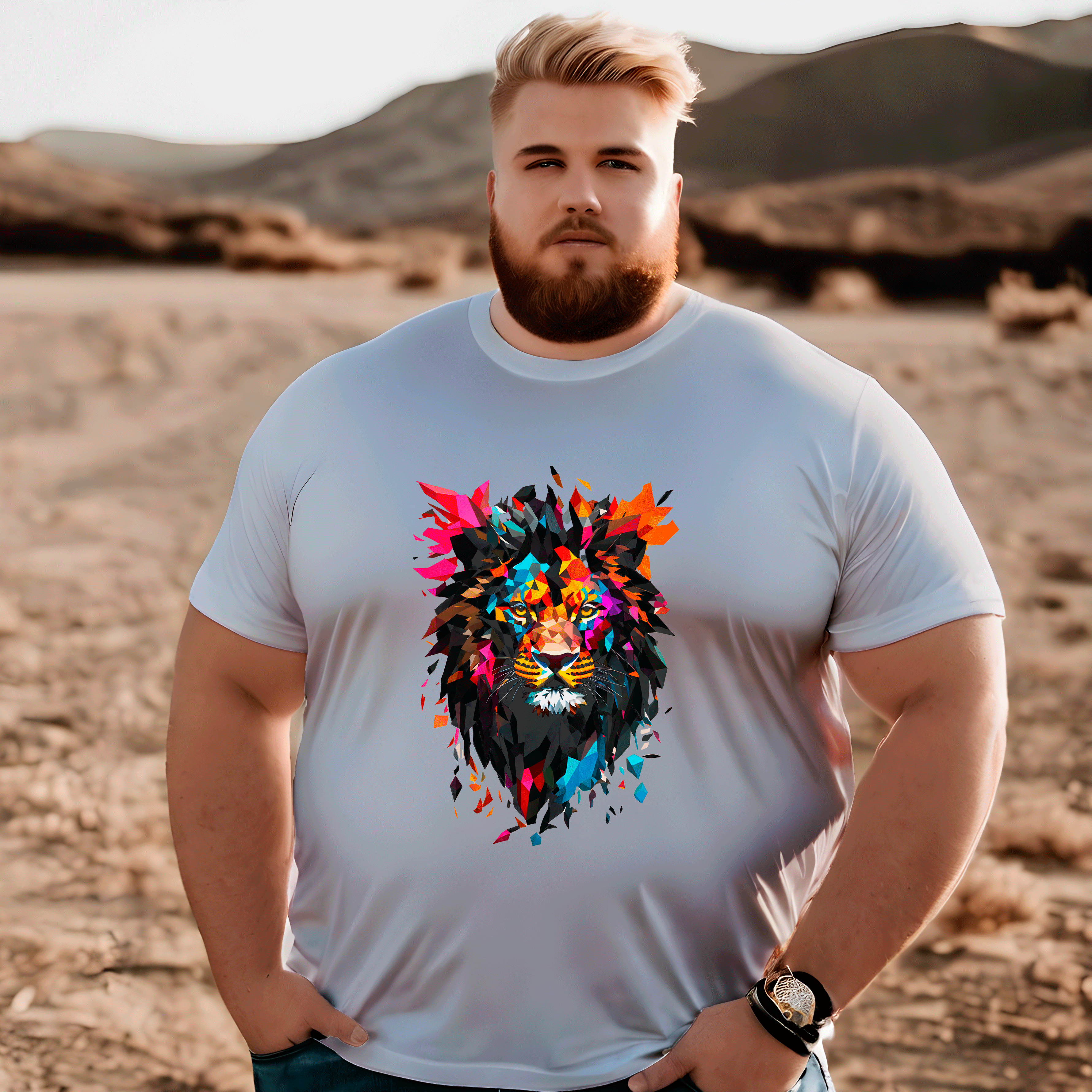 Camiseta leão de vidro Plus.- Coleção Espirito Selvagem