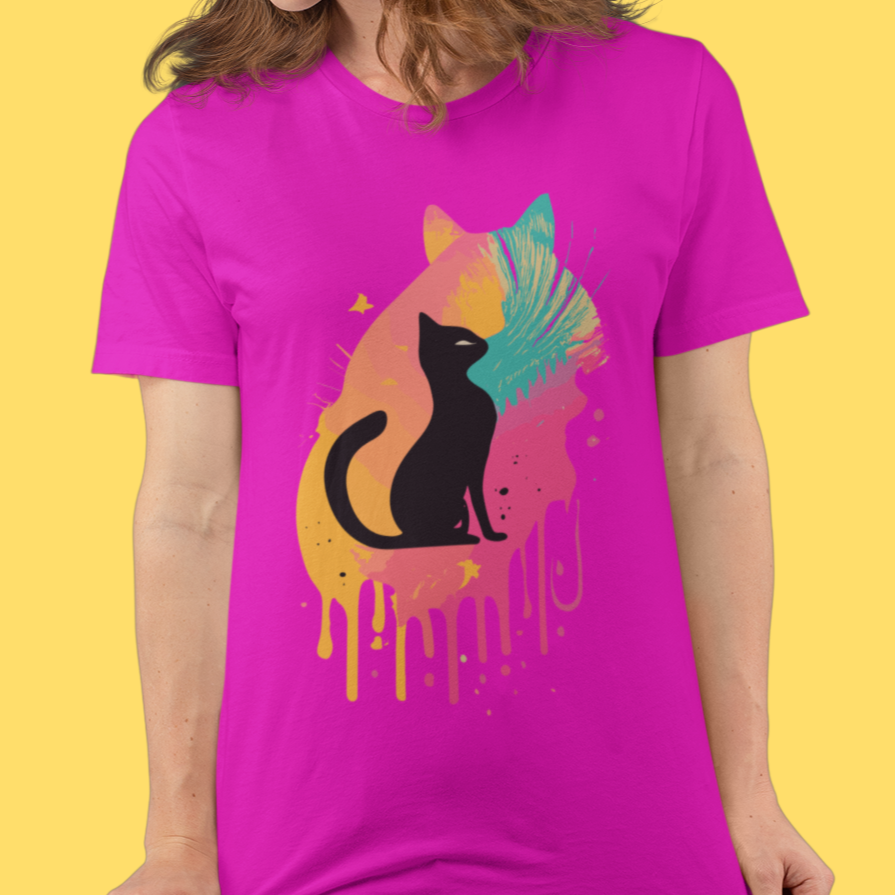 CAMISETA PERFIL GATO COLOR