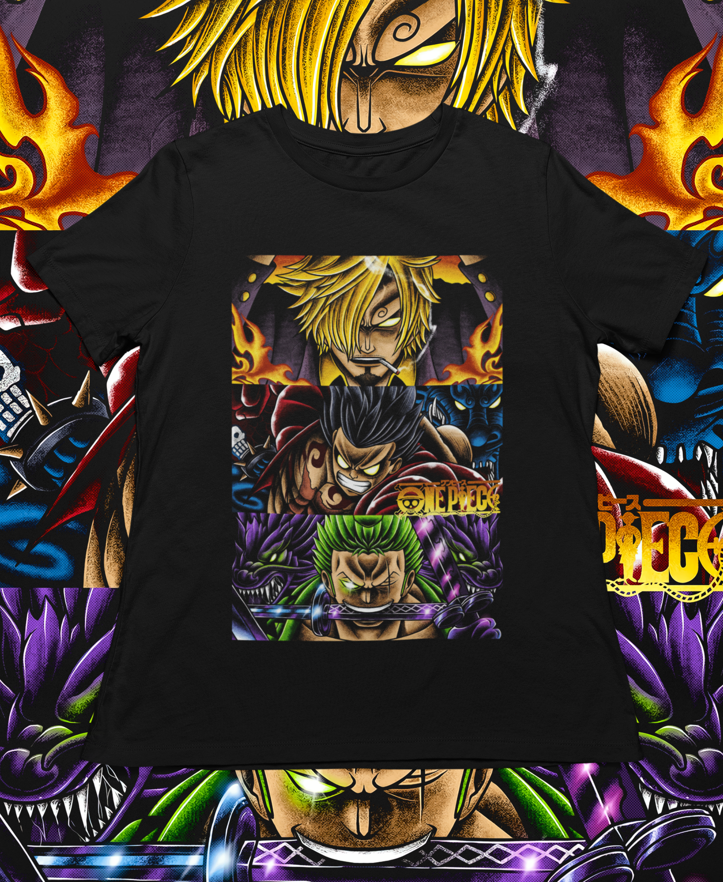 Nome do produto: Camiseta One Piece - Trio Monstruoso