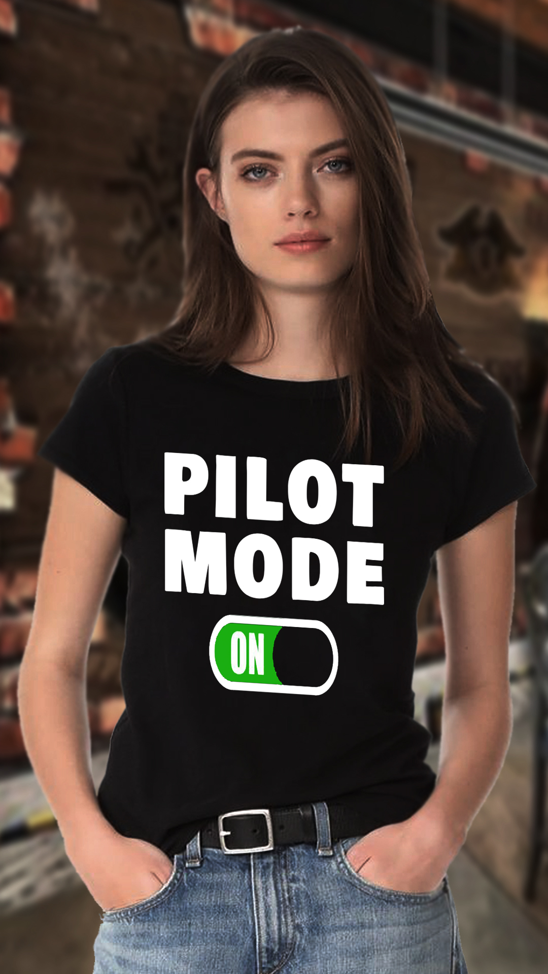 CAMISETA FEMININA MODO DE PILOTAGEM LIGADO