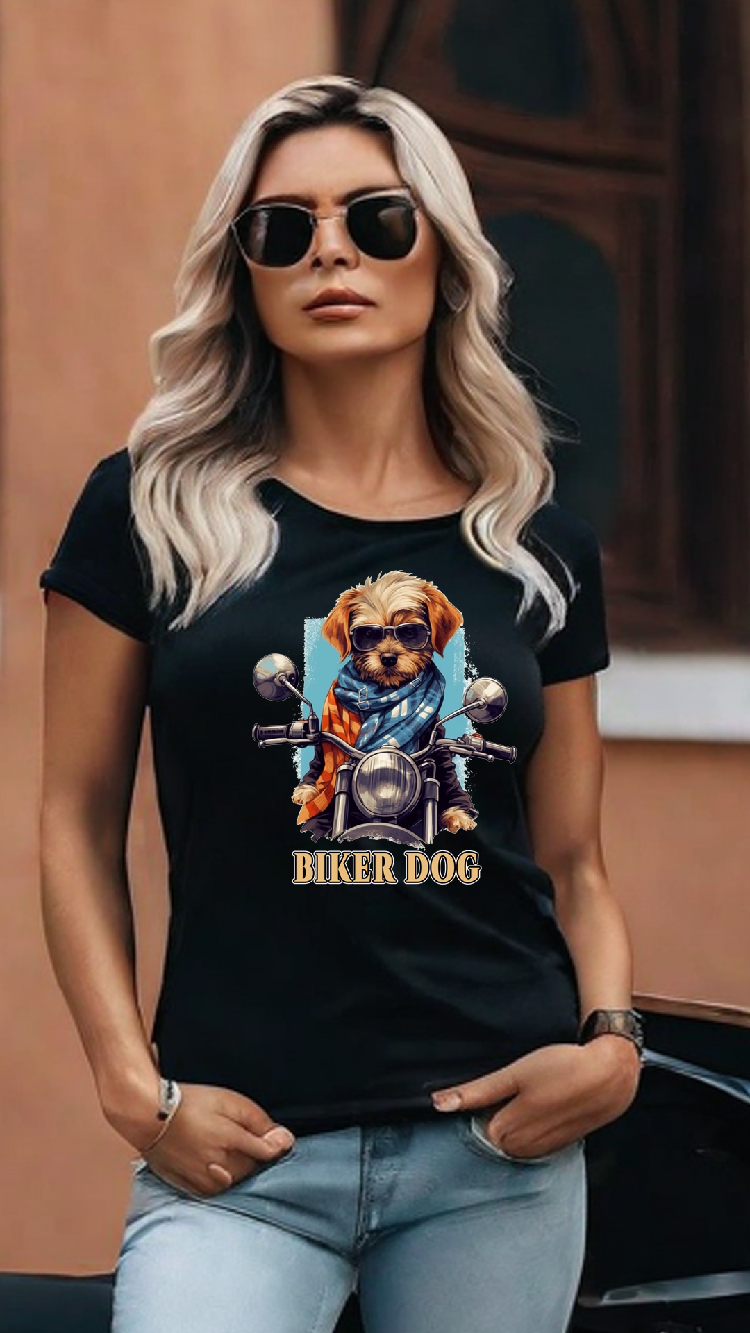 CAMISETA FEMININA BIKER DOG