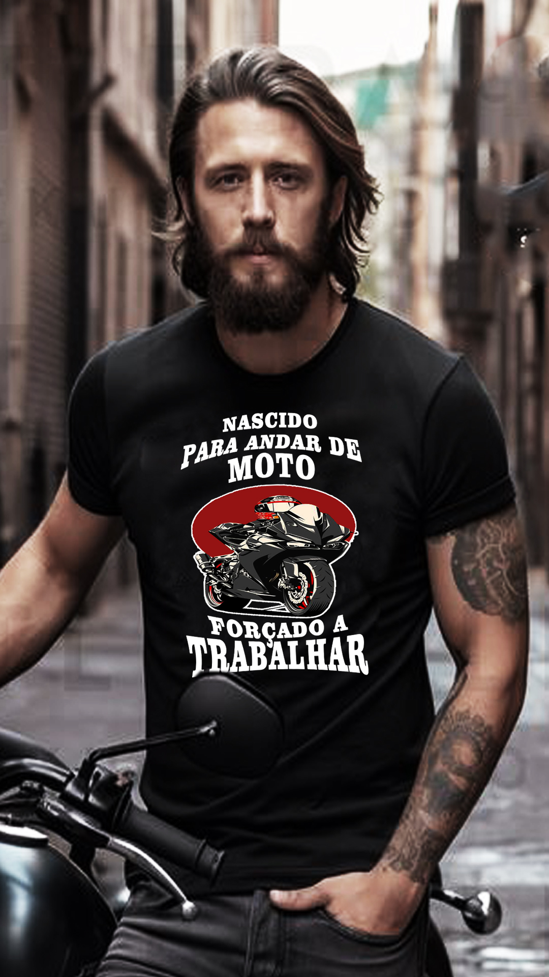 CAMISETA NASCIDO PARA ANDAR DE MOTO