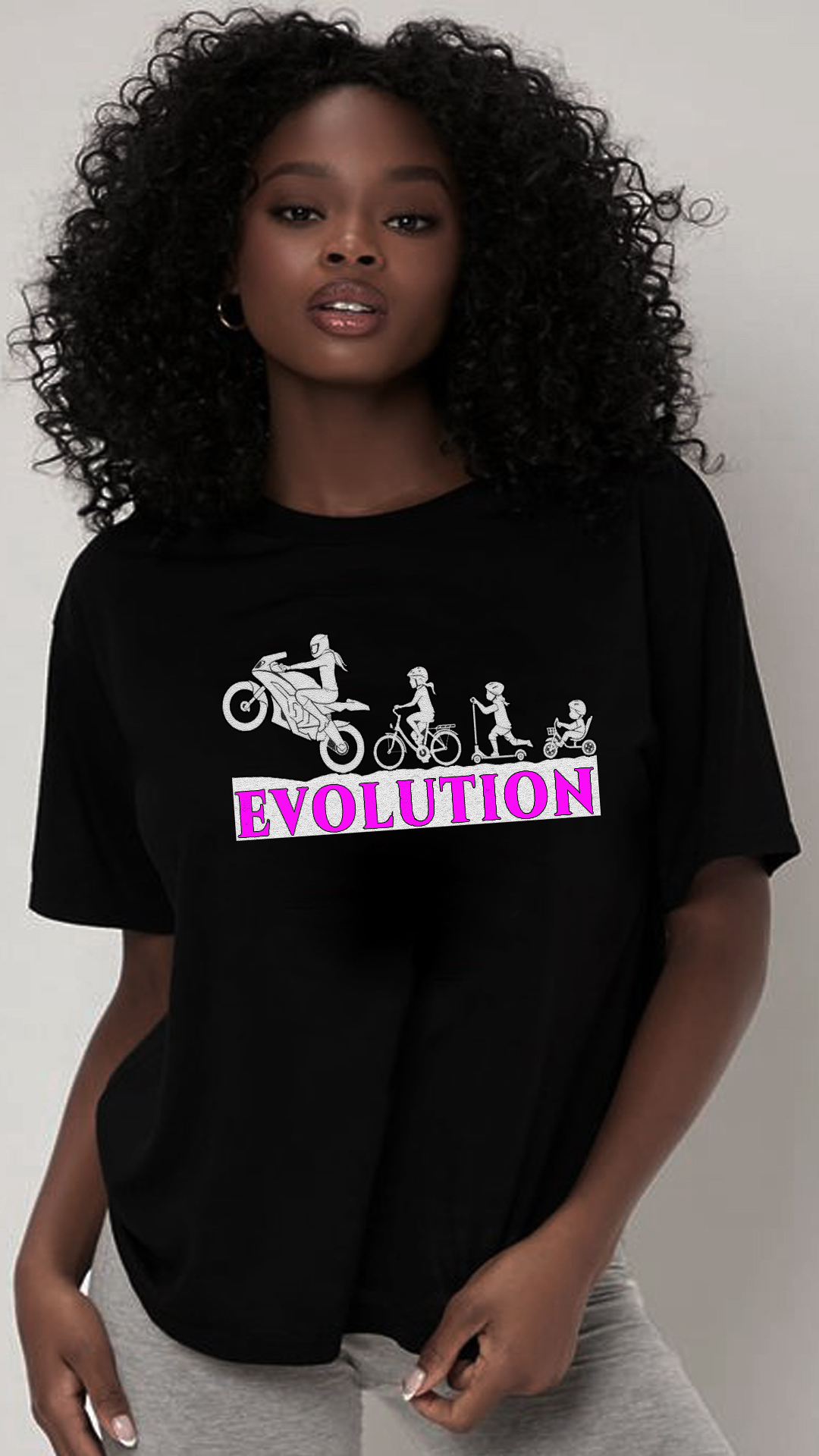 Nome do produto  CAMISETA FEMINIA EVOLUÇÃO DE MOTOCICLISTA