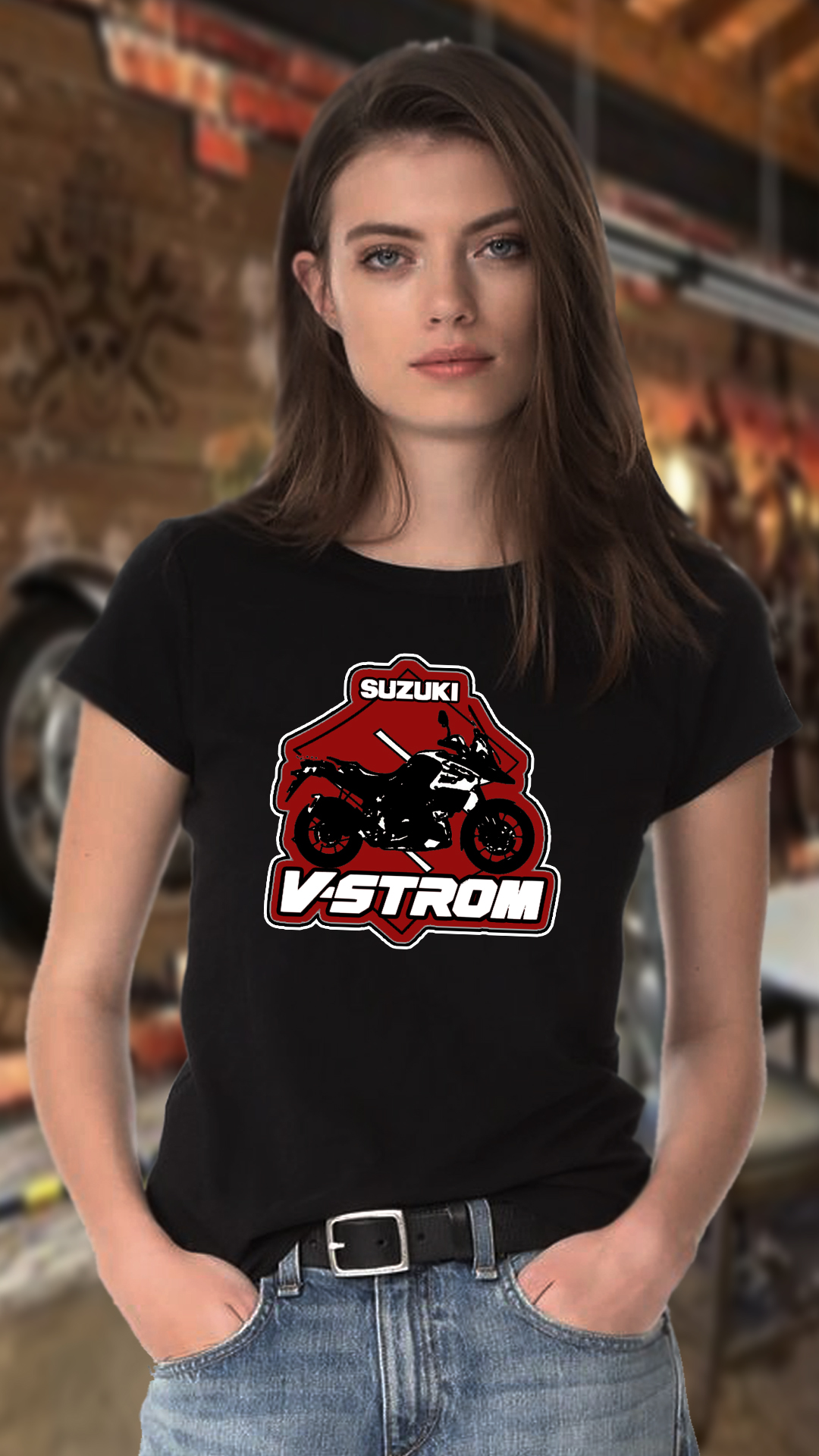Nome do produto  CAMISETA FEMININA SUZUKI V-TROM