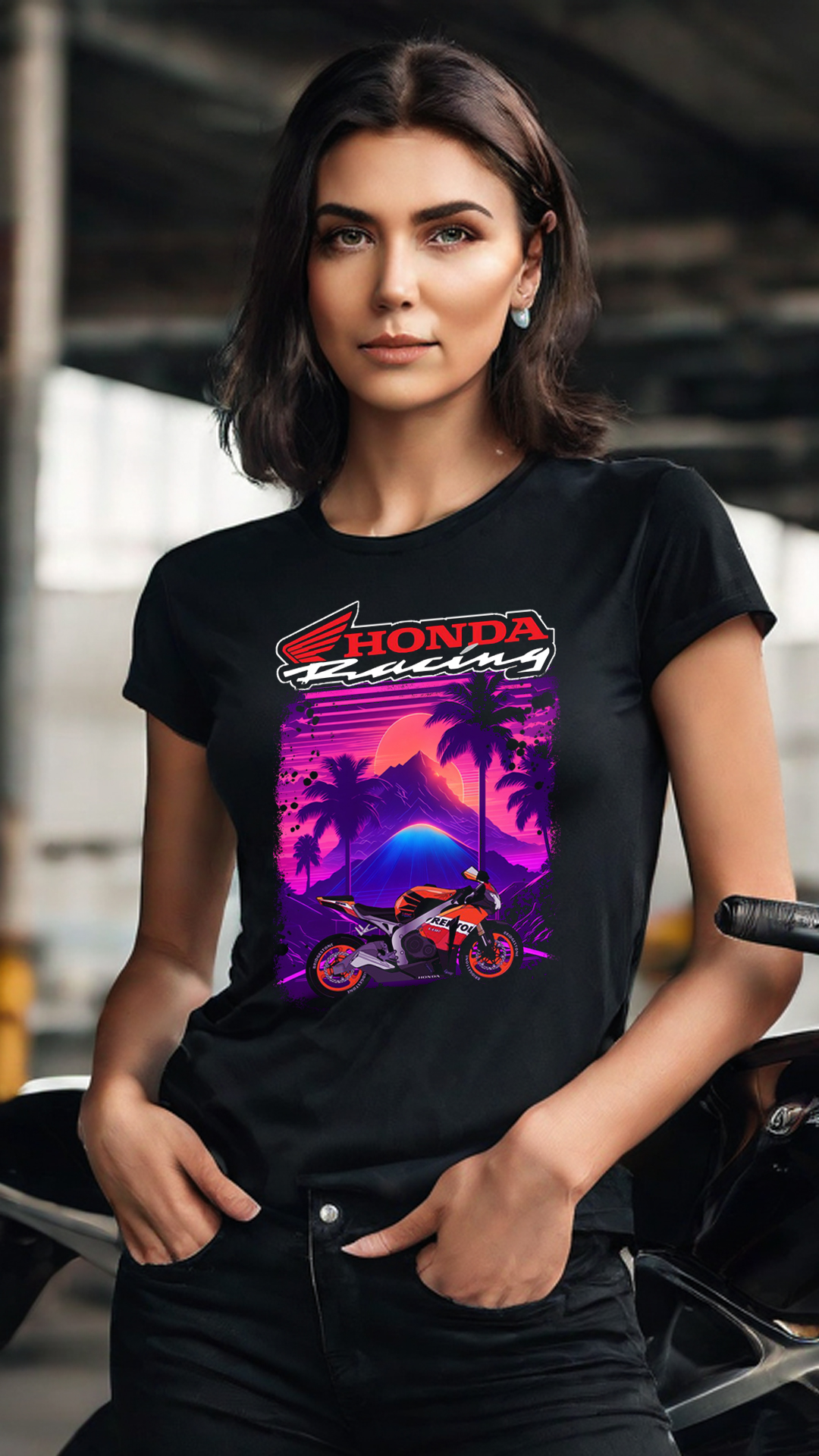 Nome do produto  CAMISETA FEMININA HONDA RACING