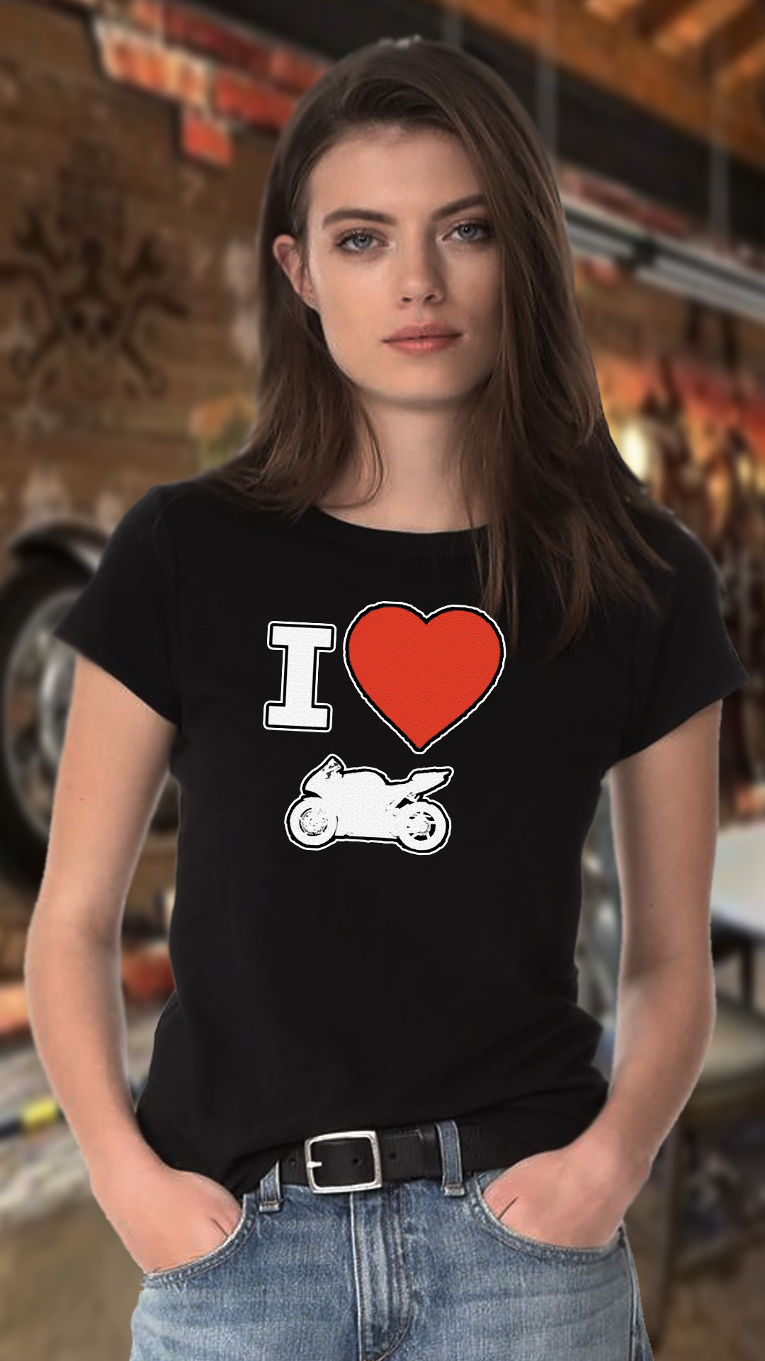 CAMISETA FEMININA EU AMO MOTO