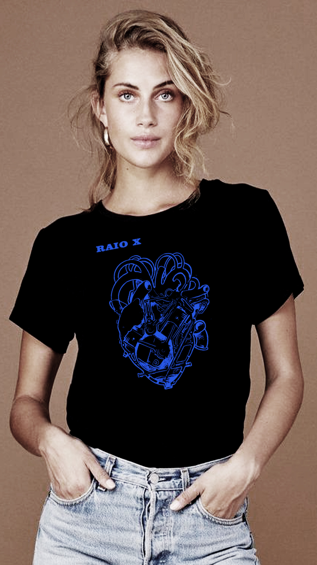 CAMISETA FEMININA RAIO X DO CORAÇÃO DE MOTOCICLISTA