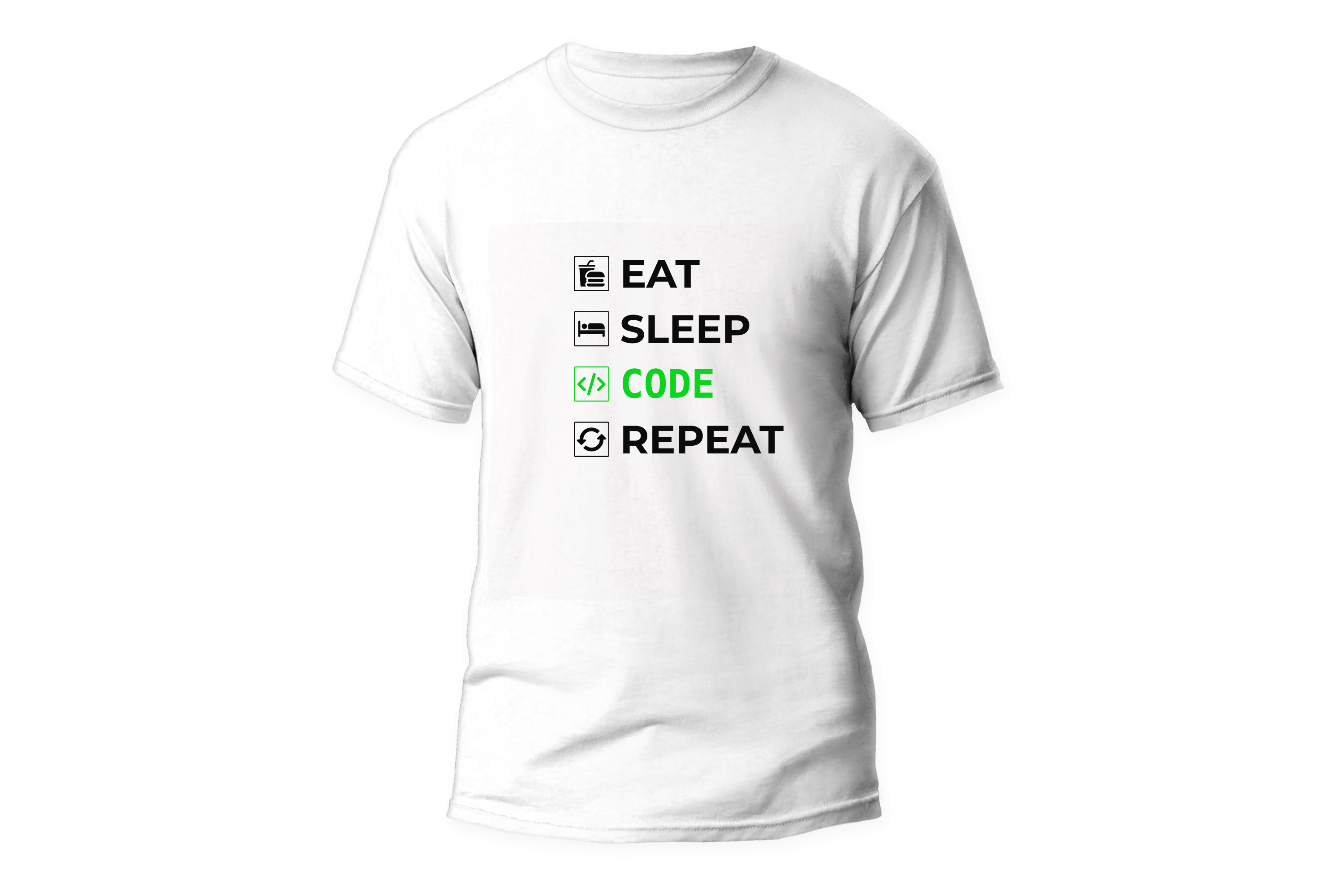 Camisa Eat Sleep Code Repeat Branca