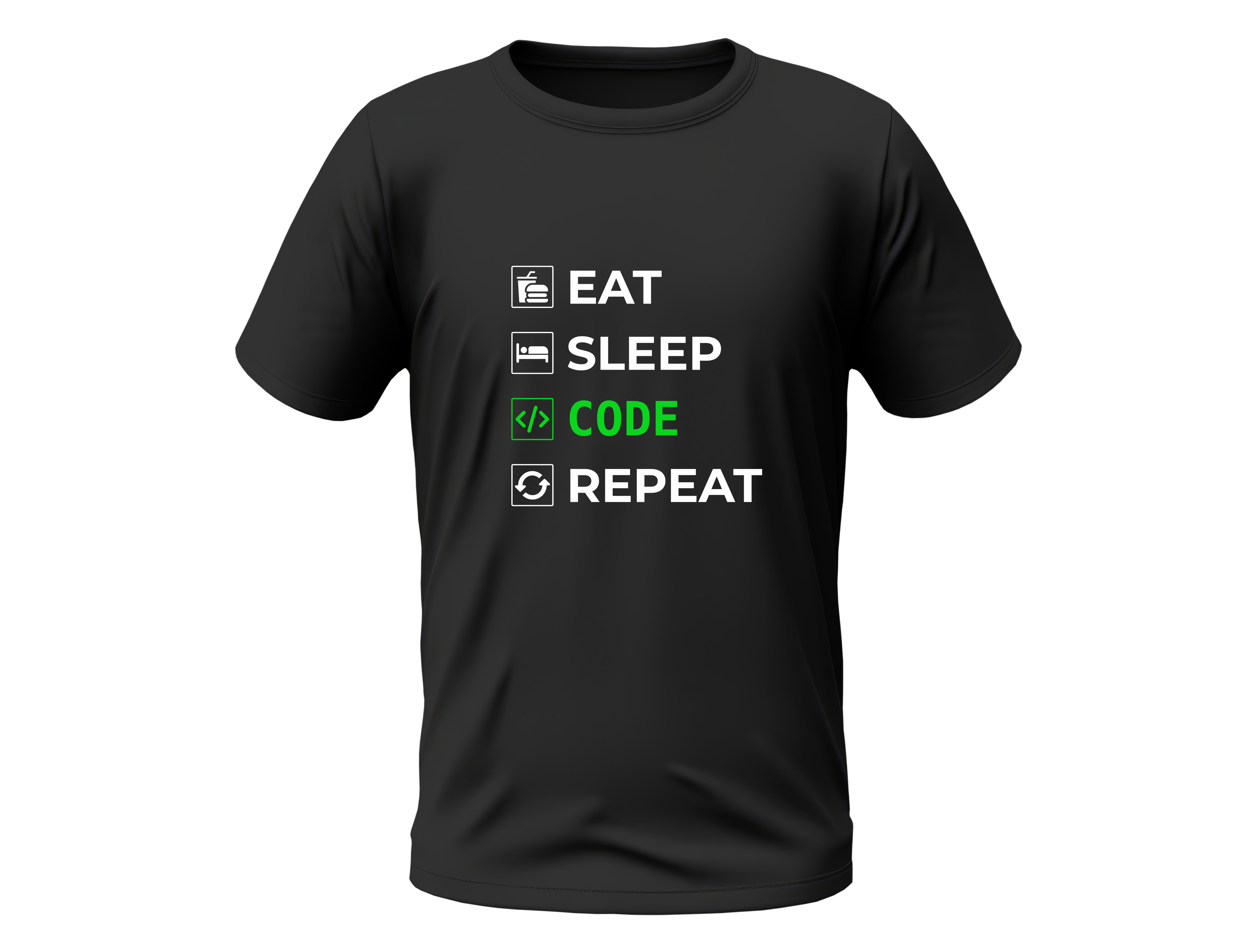 Camisa Eat Sleep Code Repeat Preta