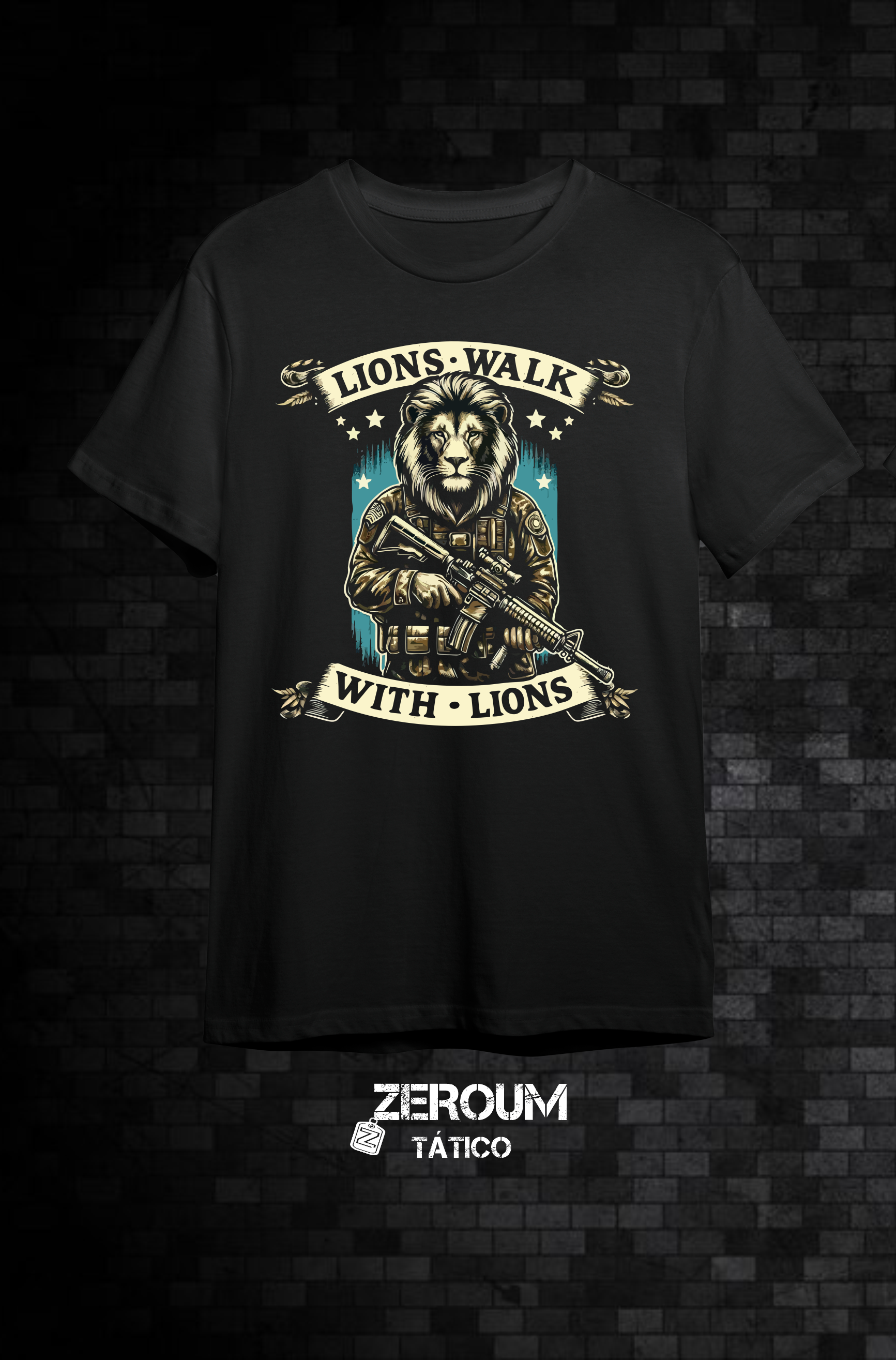 T SHIRT LEÕES ANDAM COM LEÕES 