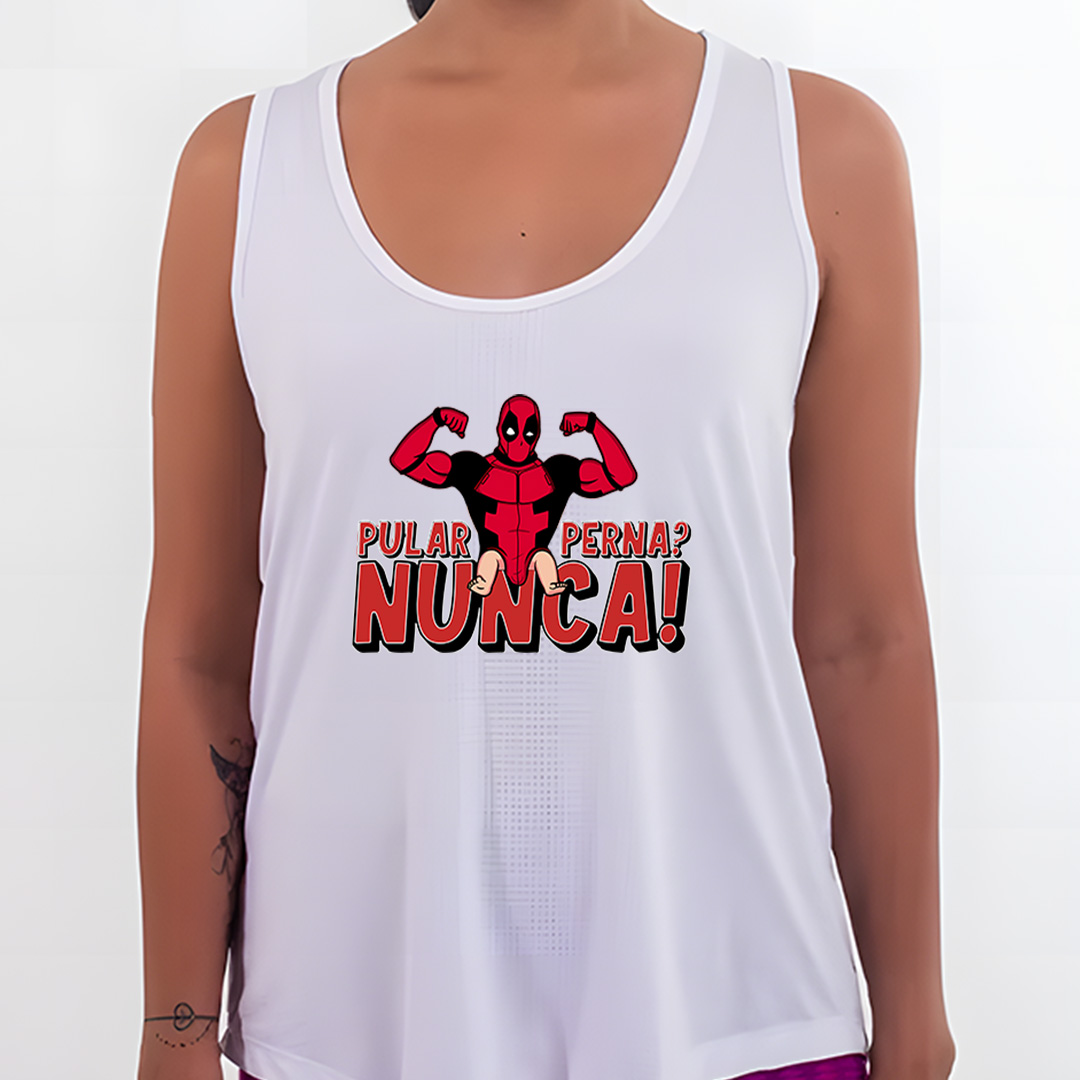 Deadpool Treino de Perna - | Regata Sport UV Feminina