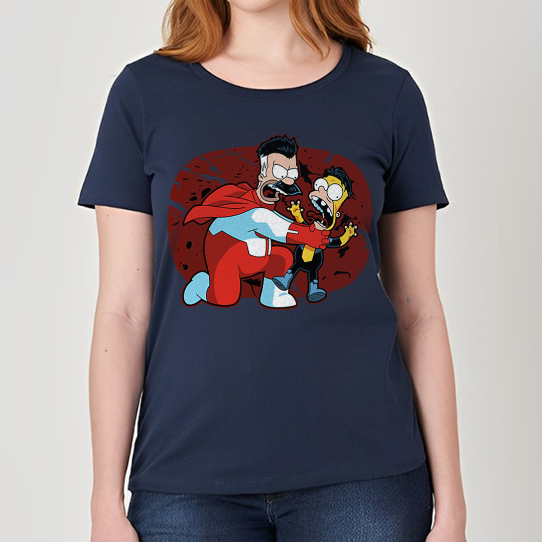 Omni-Man & Invencível em Os Simpson | Camiseta Feminina