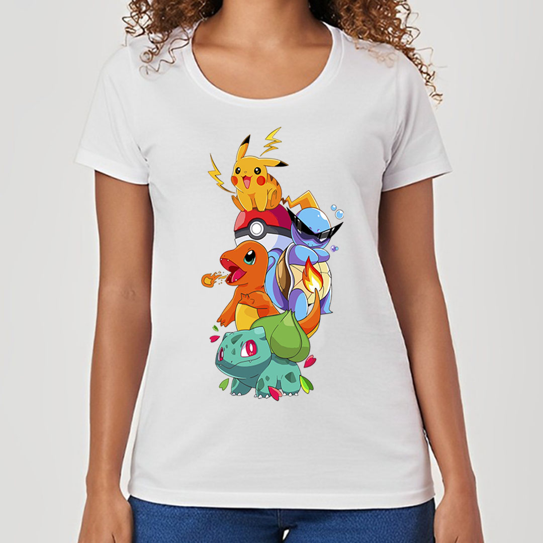 Quarteto Pokemon 1 Geração | Camiseta Feminina