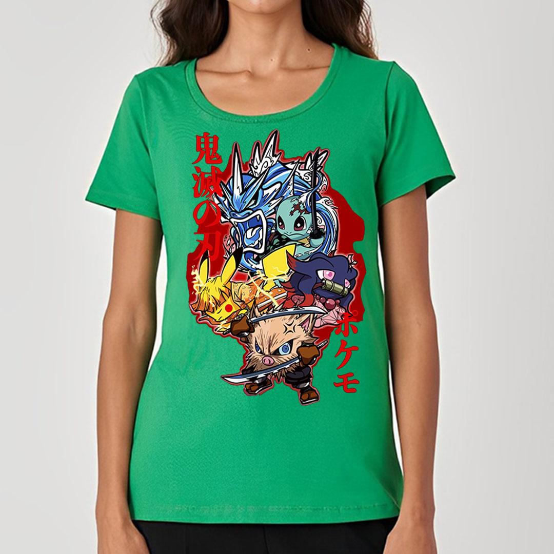 Pokemons em Demon Slayer | Camiseta Feminina