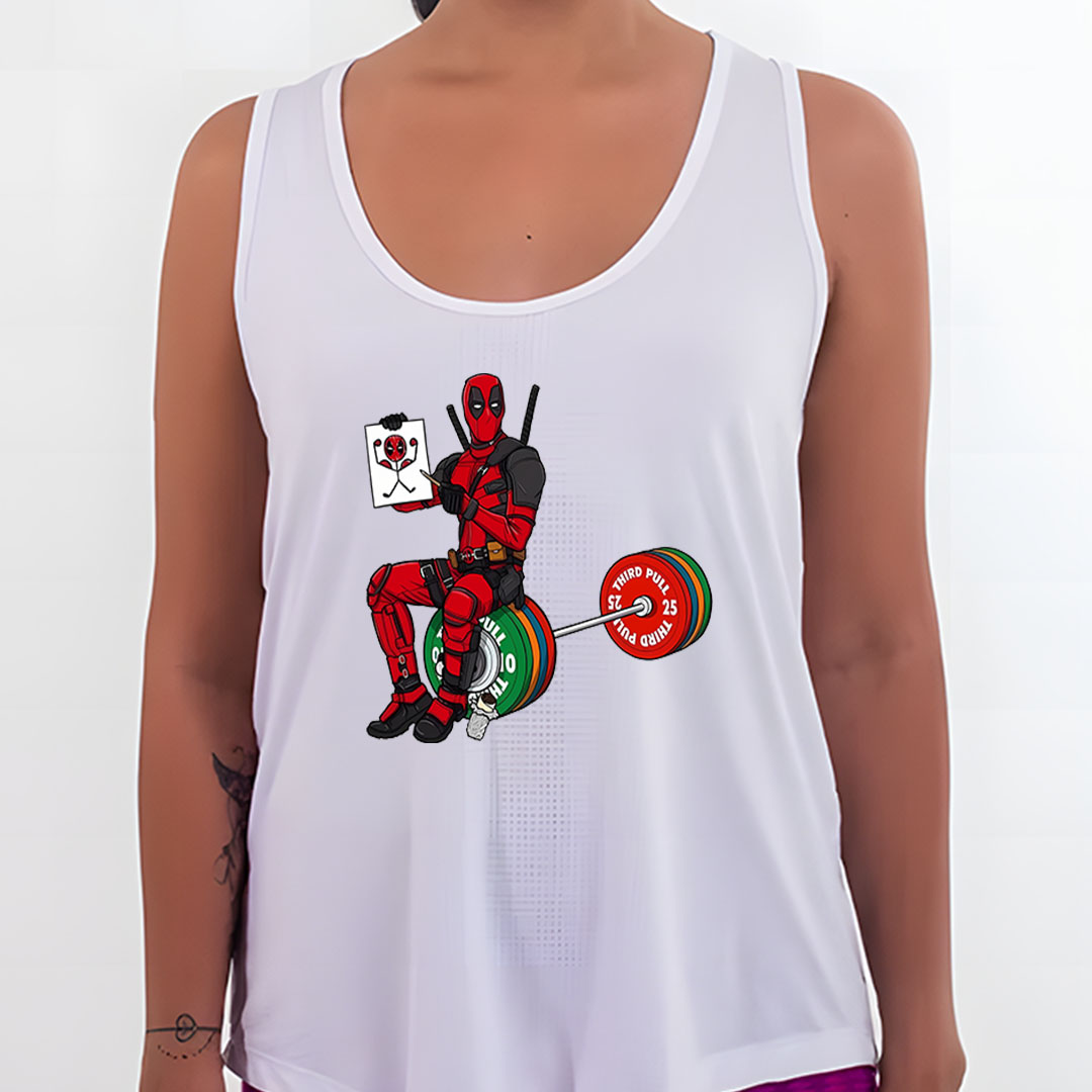 Deadpool Treino de Perna v2 - | Regata Sport UV Feminina