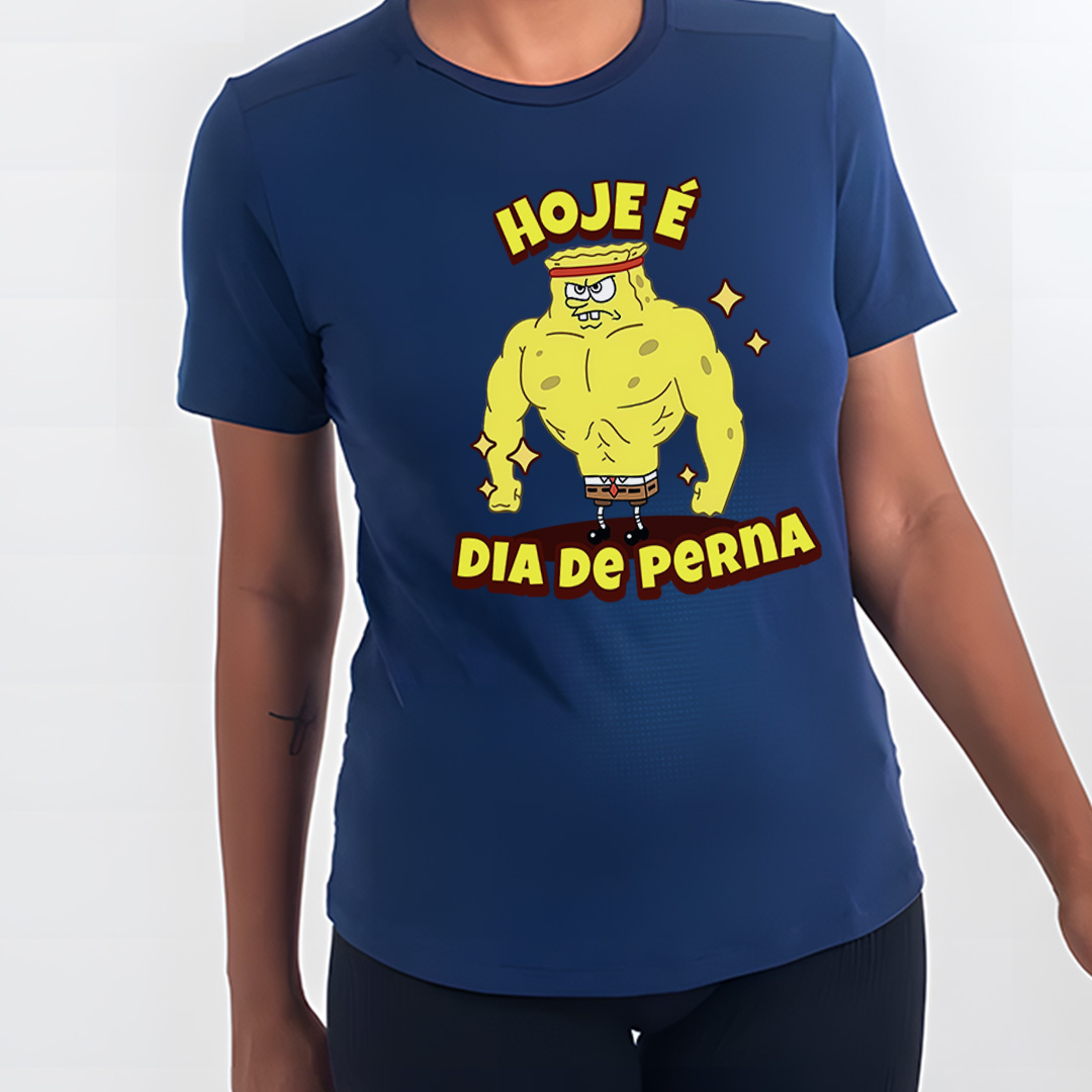 Bob Esponja Dia de Perna | Camiseta Feminina Sport UV